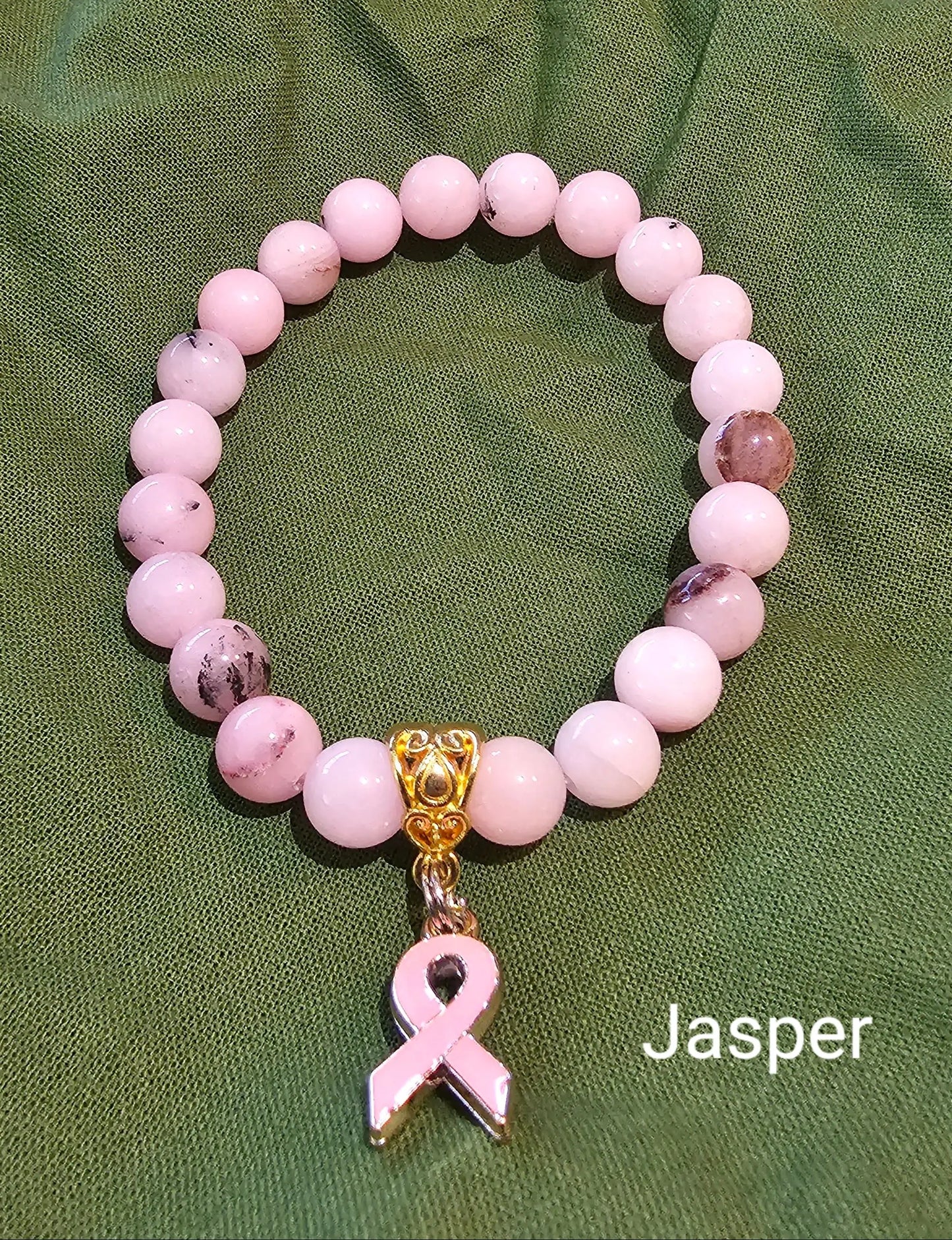 Jasper Breast Cancer Bracelet - Beauty by Dani