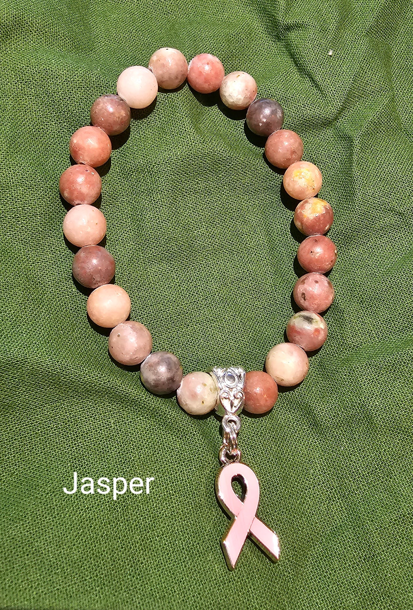 Jasper Breast Cancer Bracelet - Beauty by Dani