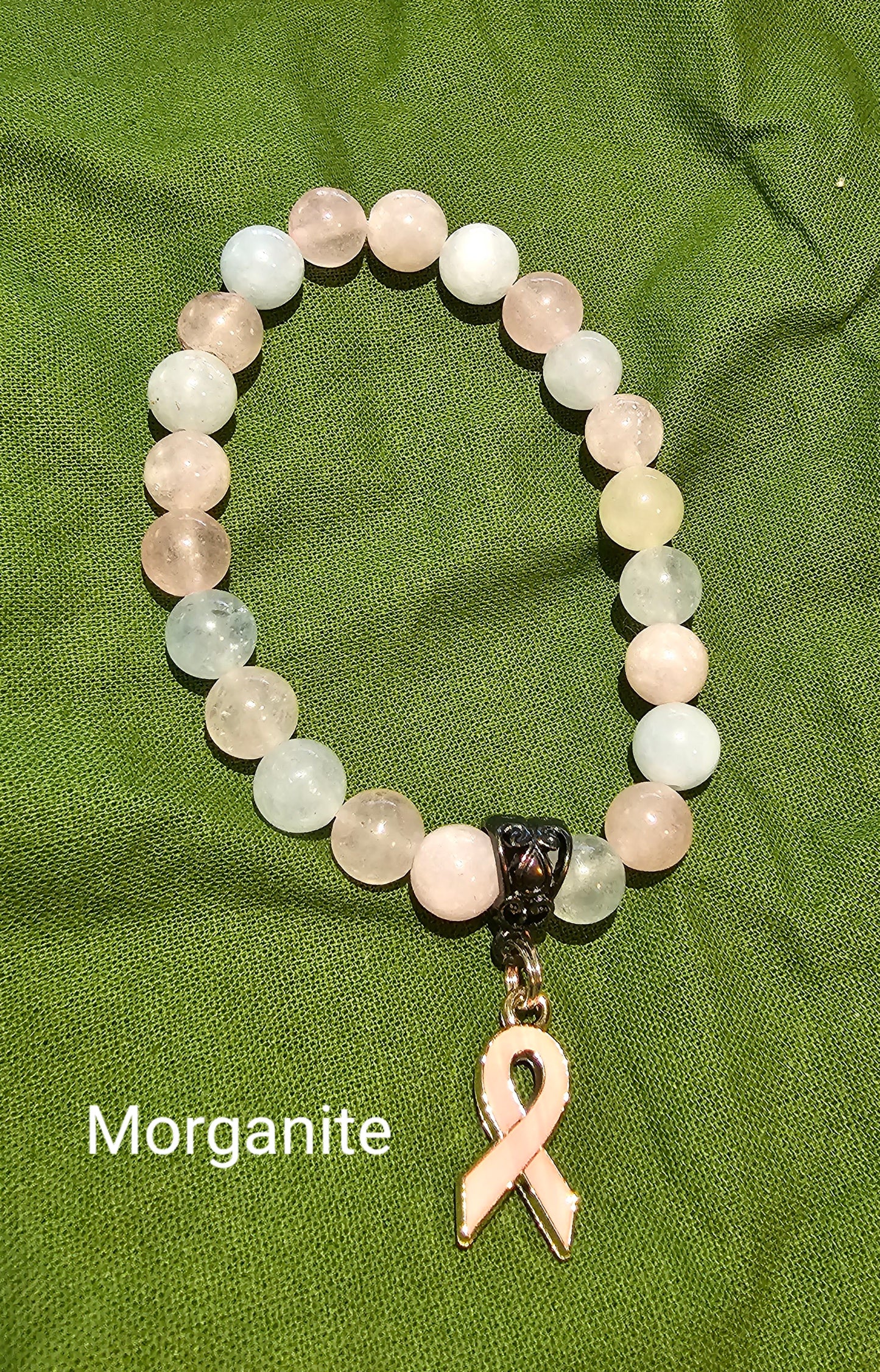 Morganite Breast Cancer Bracelet - Beauty by Dani