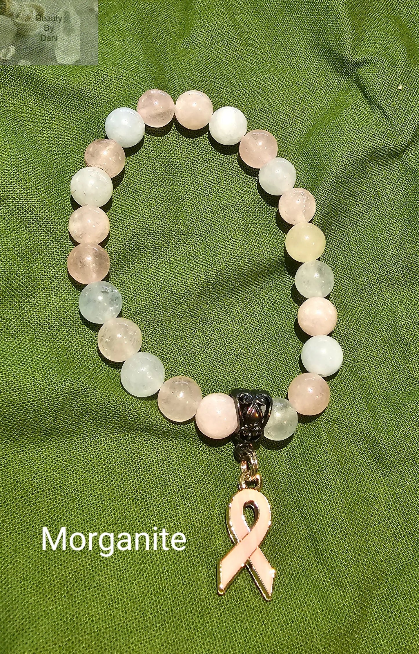 Morganite Breast Cancer Bracelet - Beauty by Dani