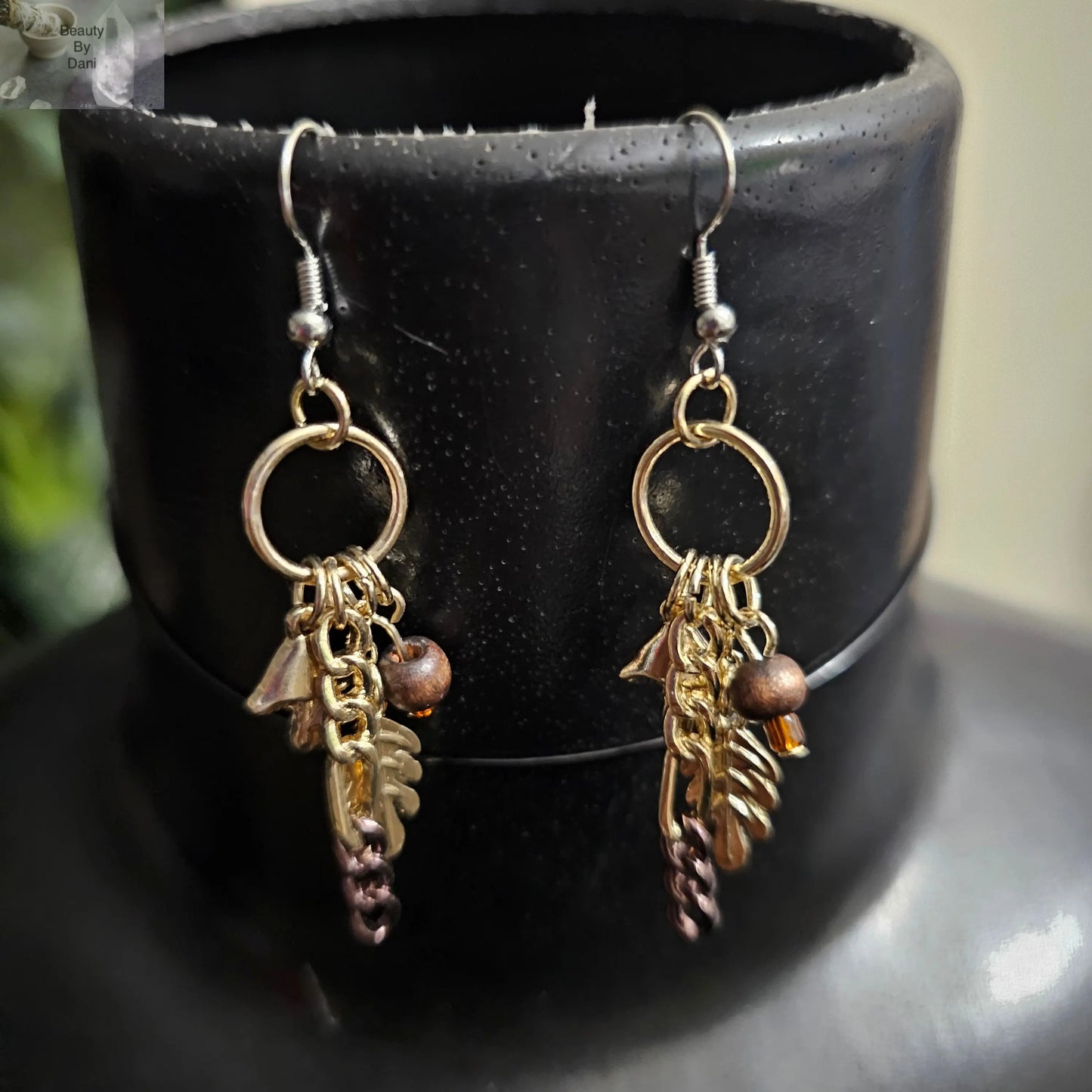 Gold leaf dangle earrings - Beauty by Dani