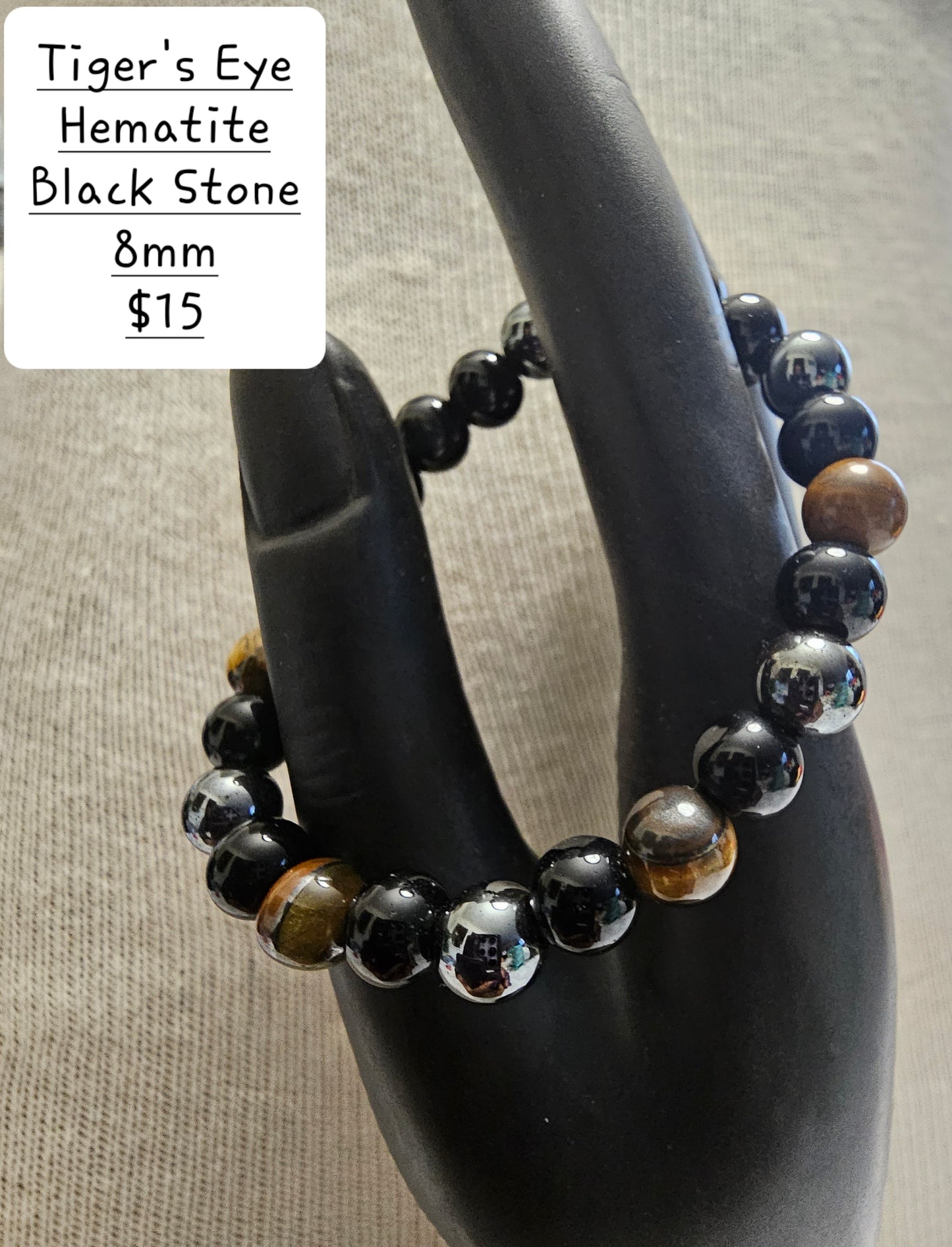 Hematite, Tiger's Eye and Black Stone Bracelet - Beauty by Dani