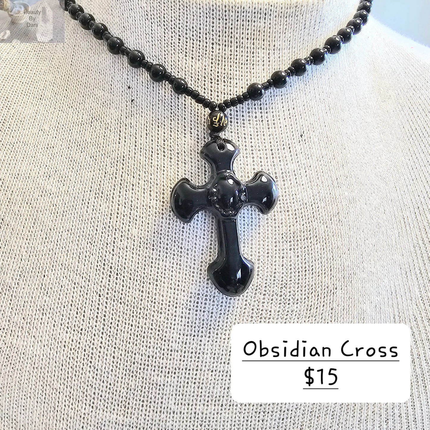 Obsidian Cross necklace - Beauty by Dani