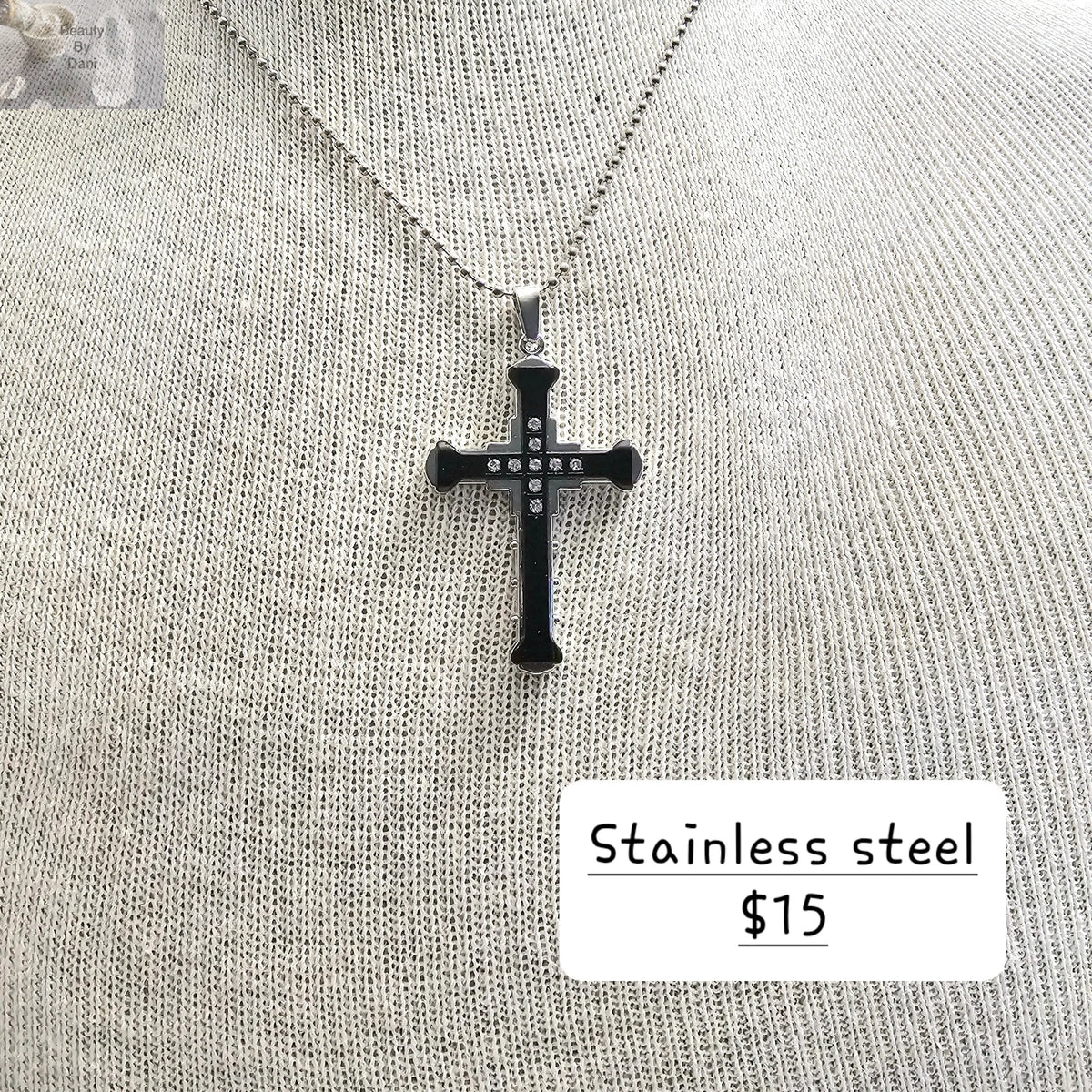 Stainless steel Rhinestone Cross Necklace - Beauty by Dani