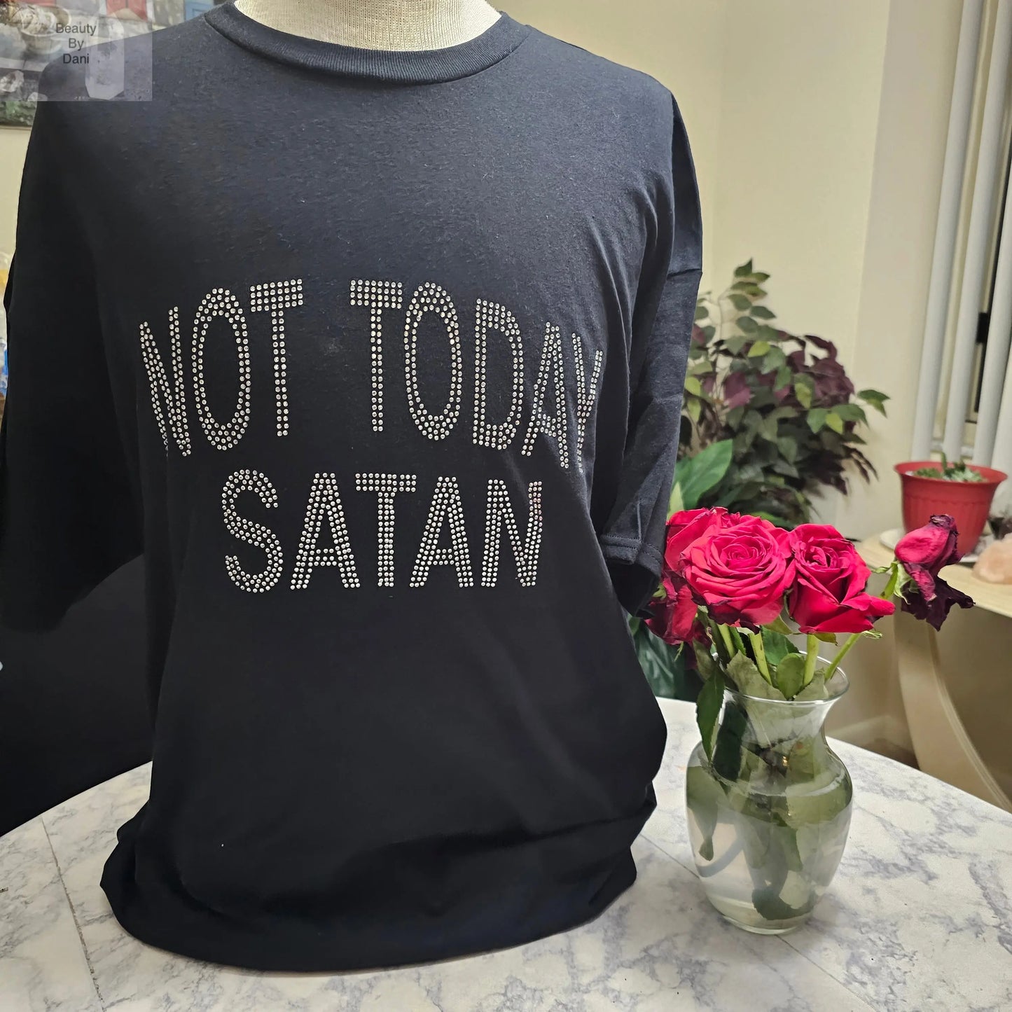 Not Today Satan tshirt (rhinestone) - Beauty by Dani