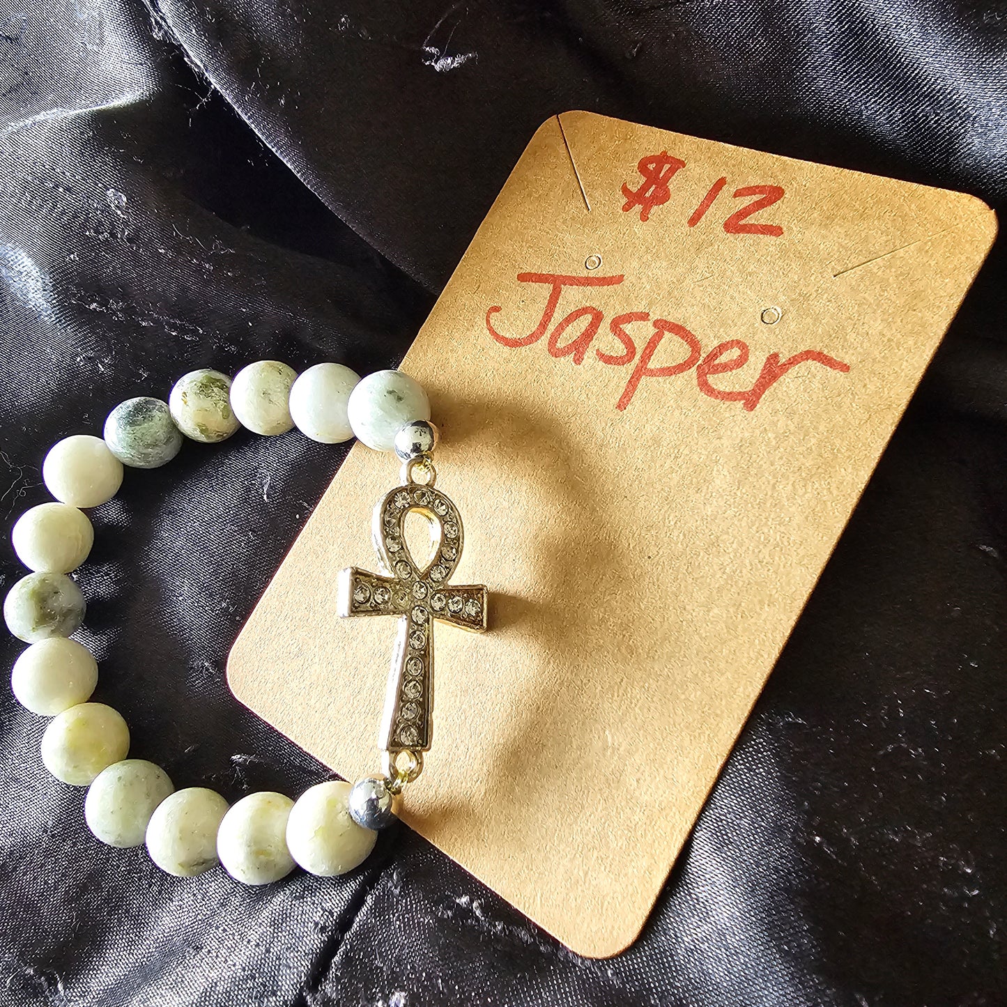 Jasper Rhinestone Ankh Bracelet - Beauty by Dani