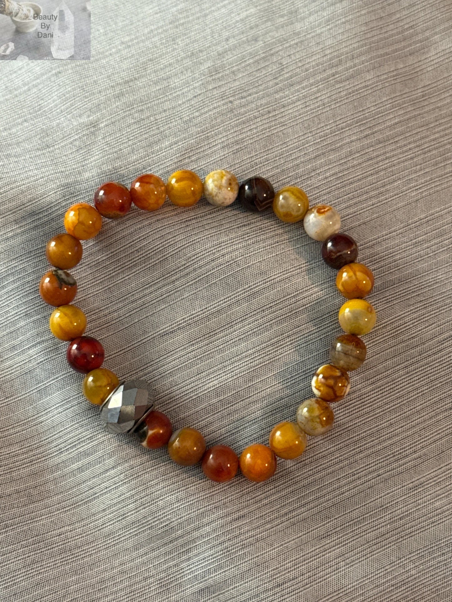 Grounding Agate Bracelet - 8mm Beads with Stainless Steel Spacer Beauty by Dani