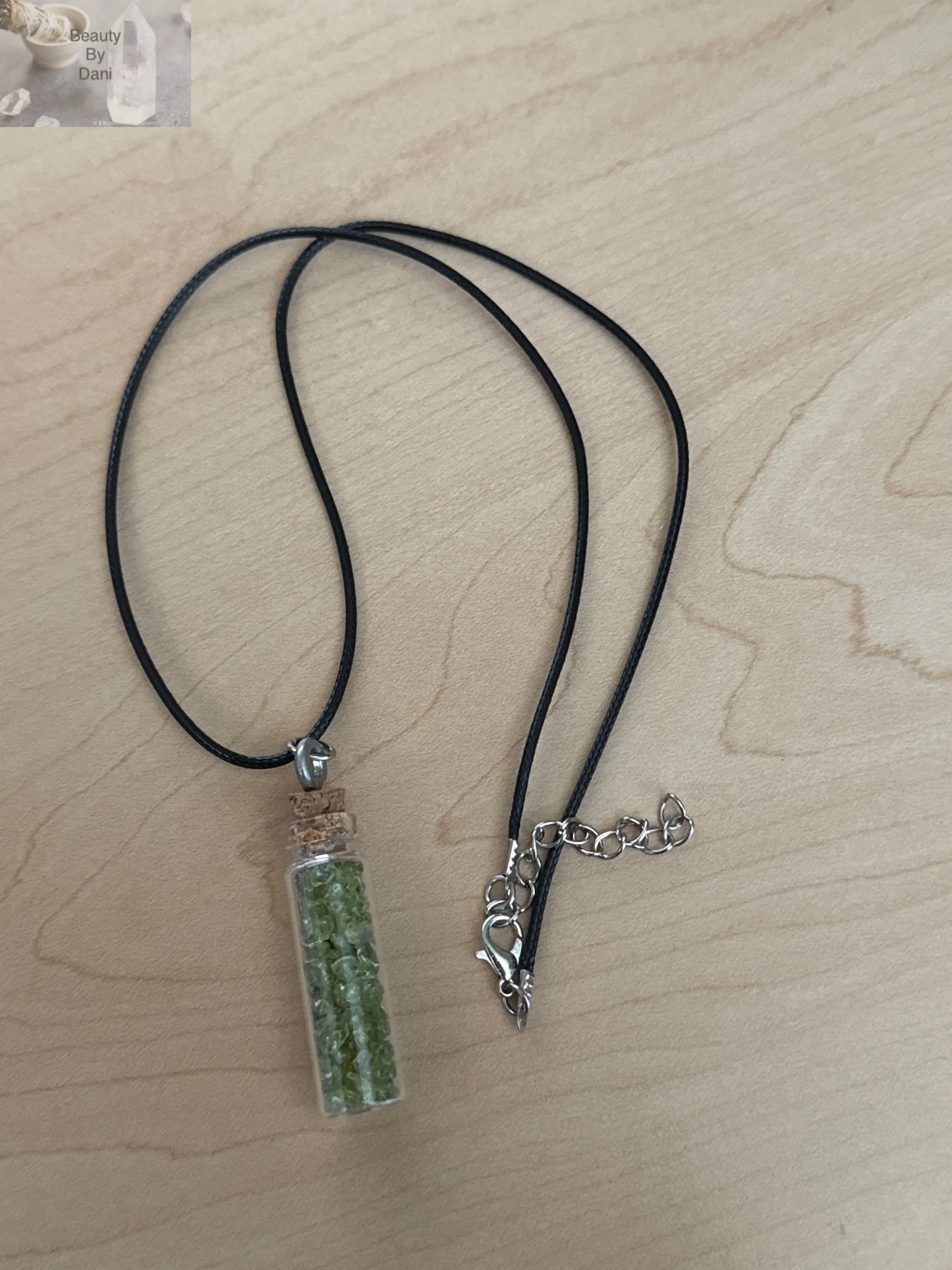 Peridot Glass Bottle Necklace Beauty by Dani