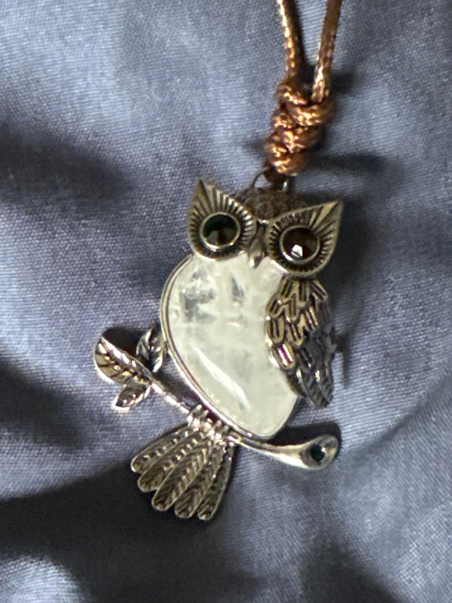 Gem Owl Necklace with Adjustable Stainless Steel Chain