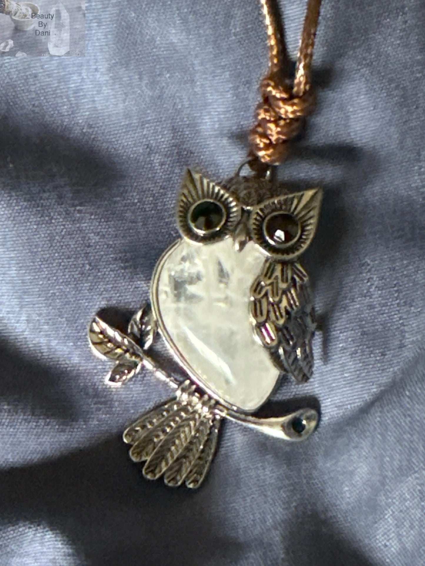 Gem Owl Necklace with Adjustable Stainless Steel Chain Beauty by Dani