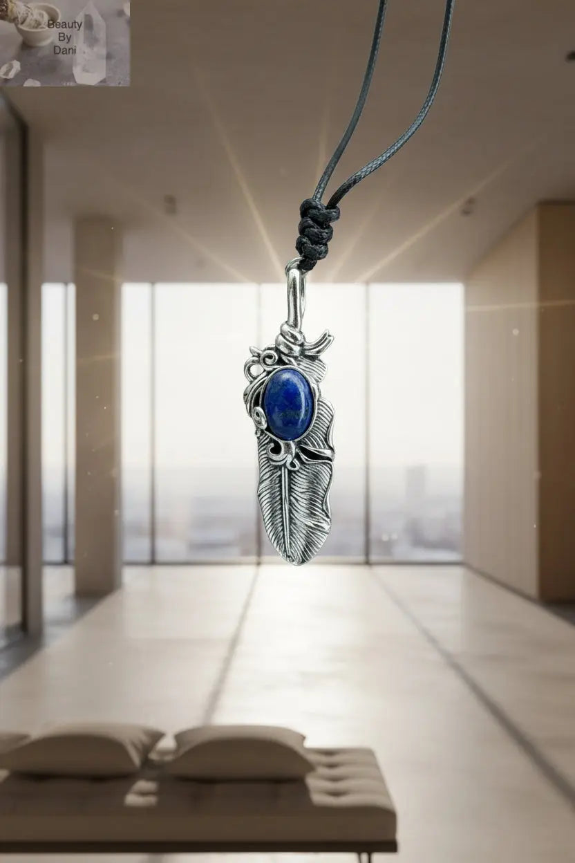 Feather Gem Inlay Necklace Beauty by Dani
