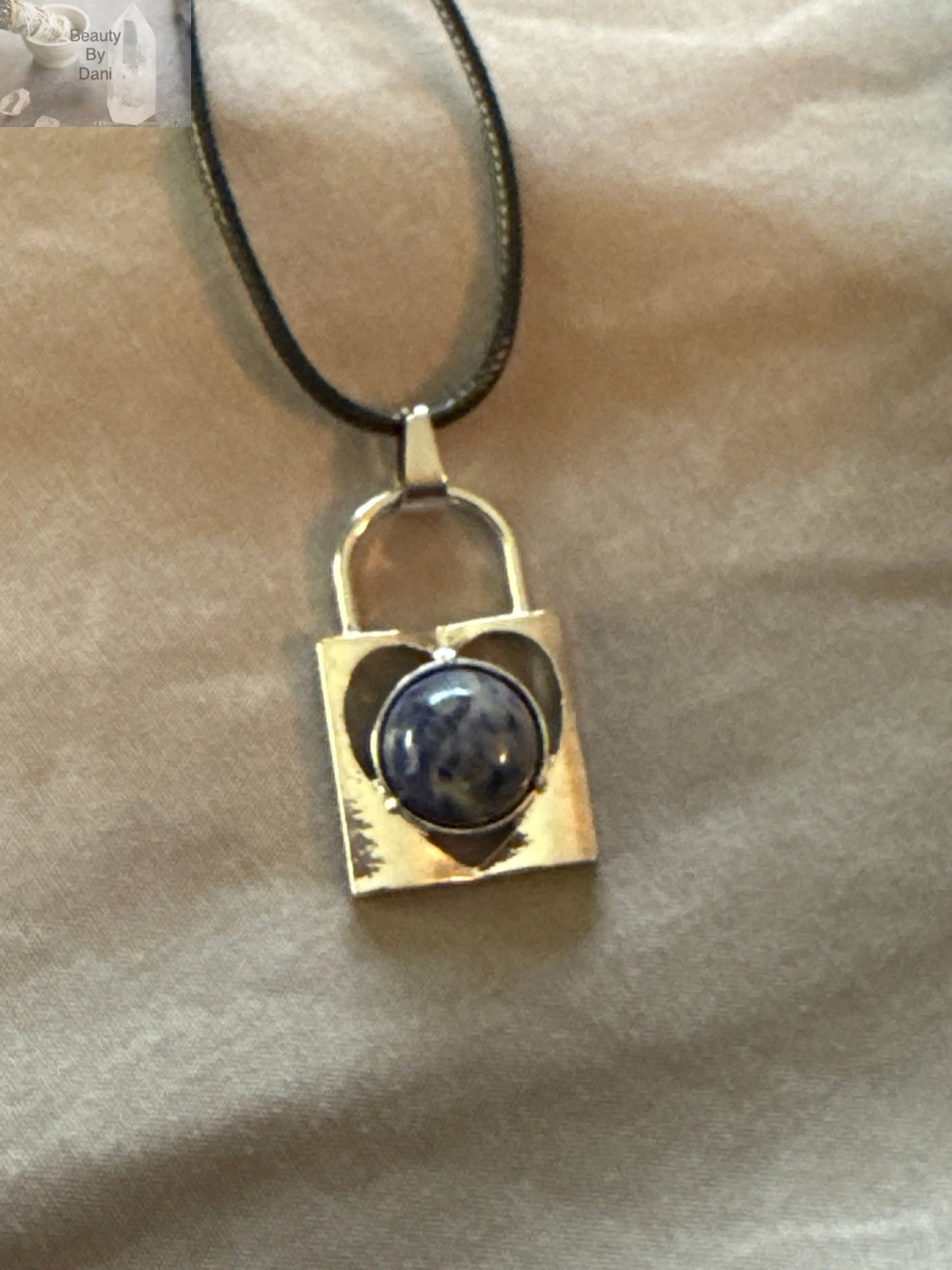 Lock Gem Necklace with Leather Cord Beauty by Dani
