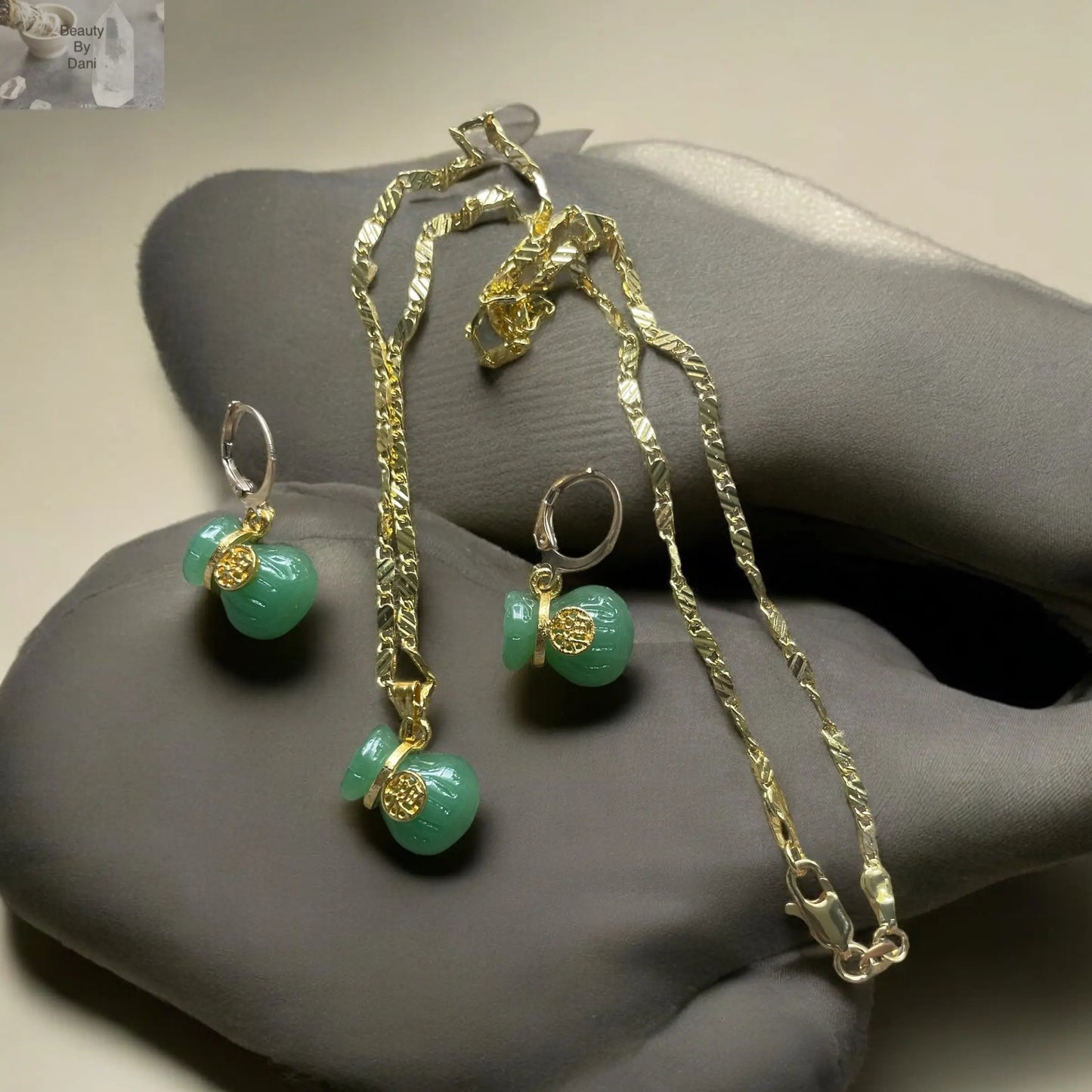 Jade Earrings and Necklace Set - Beauty by Dani