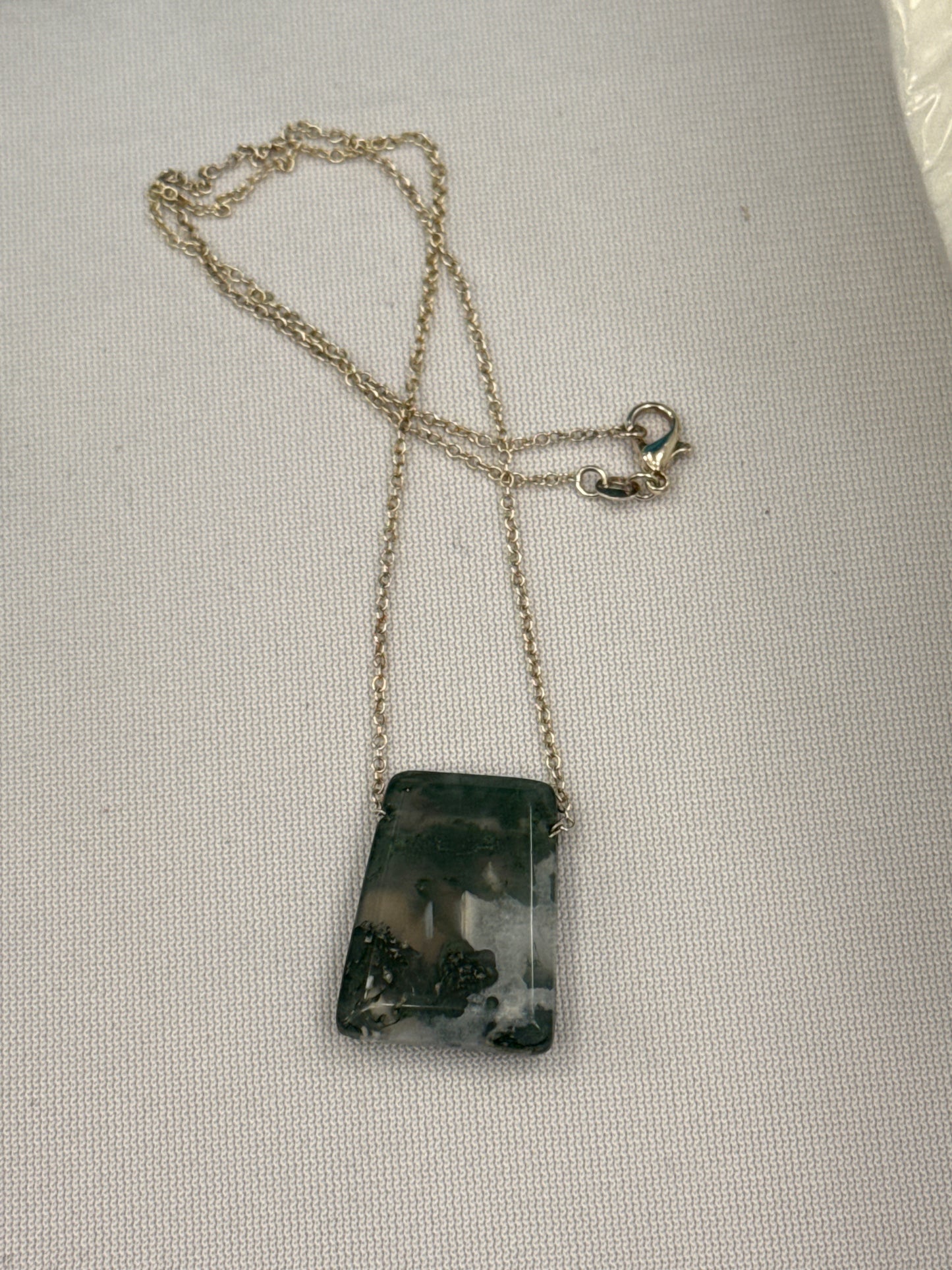 Tree Agate Necklace on Leather Cord