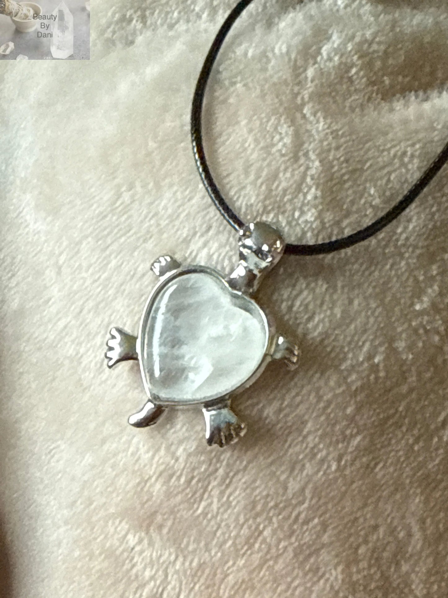 Turtle Gem Necklace - Stainless Steel with Leather Cord Beauty by Dani