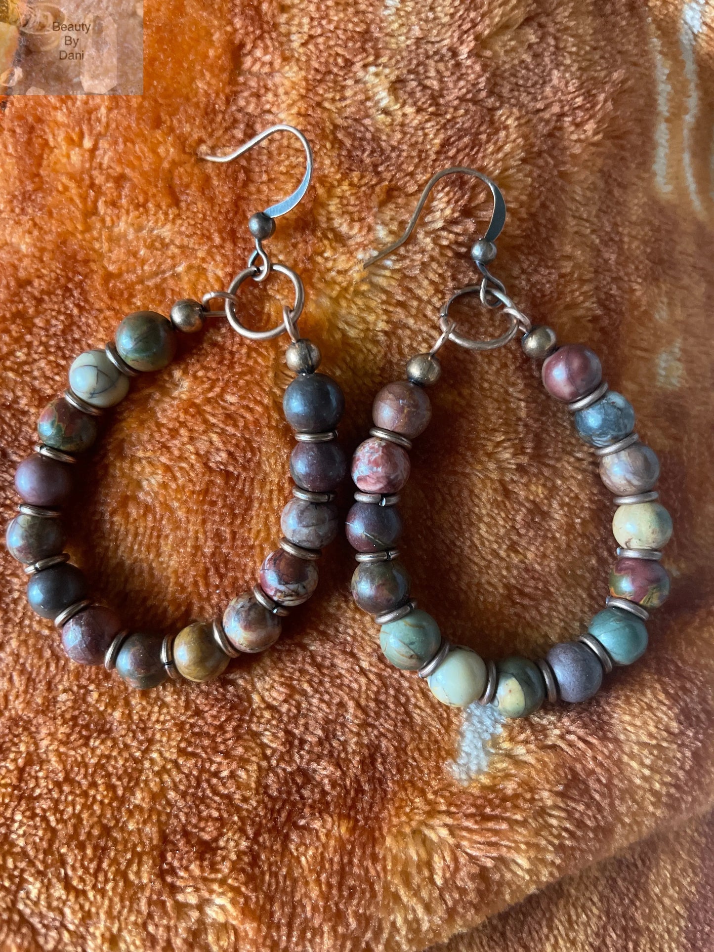 Jasper Earrings with copper wire - Beauty by Dani
