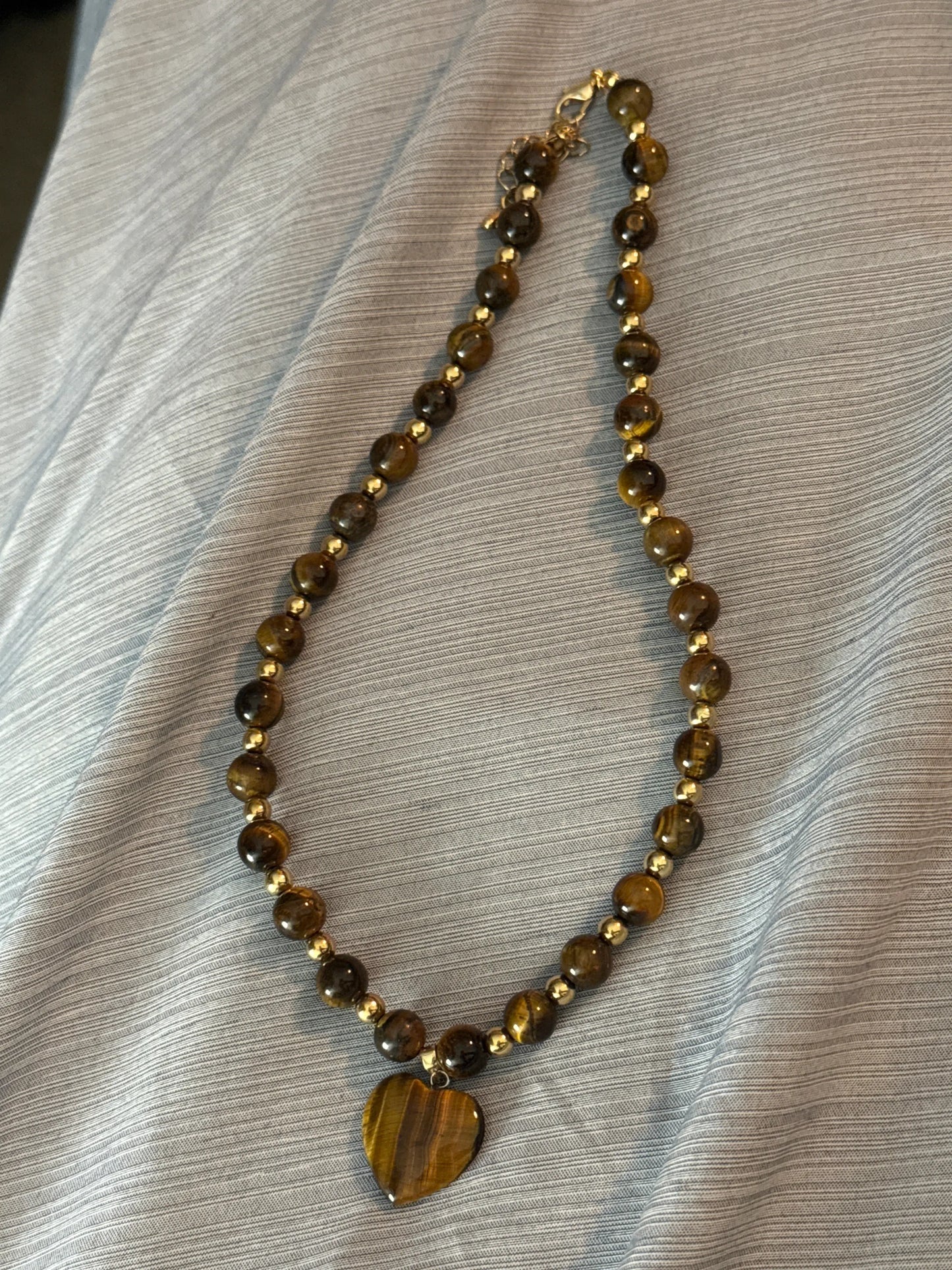 Tiger’s Eye Heart Beaded Necklace Beauty by Dani
