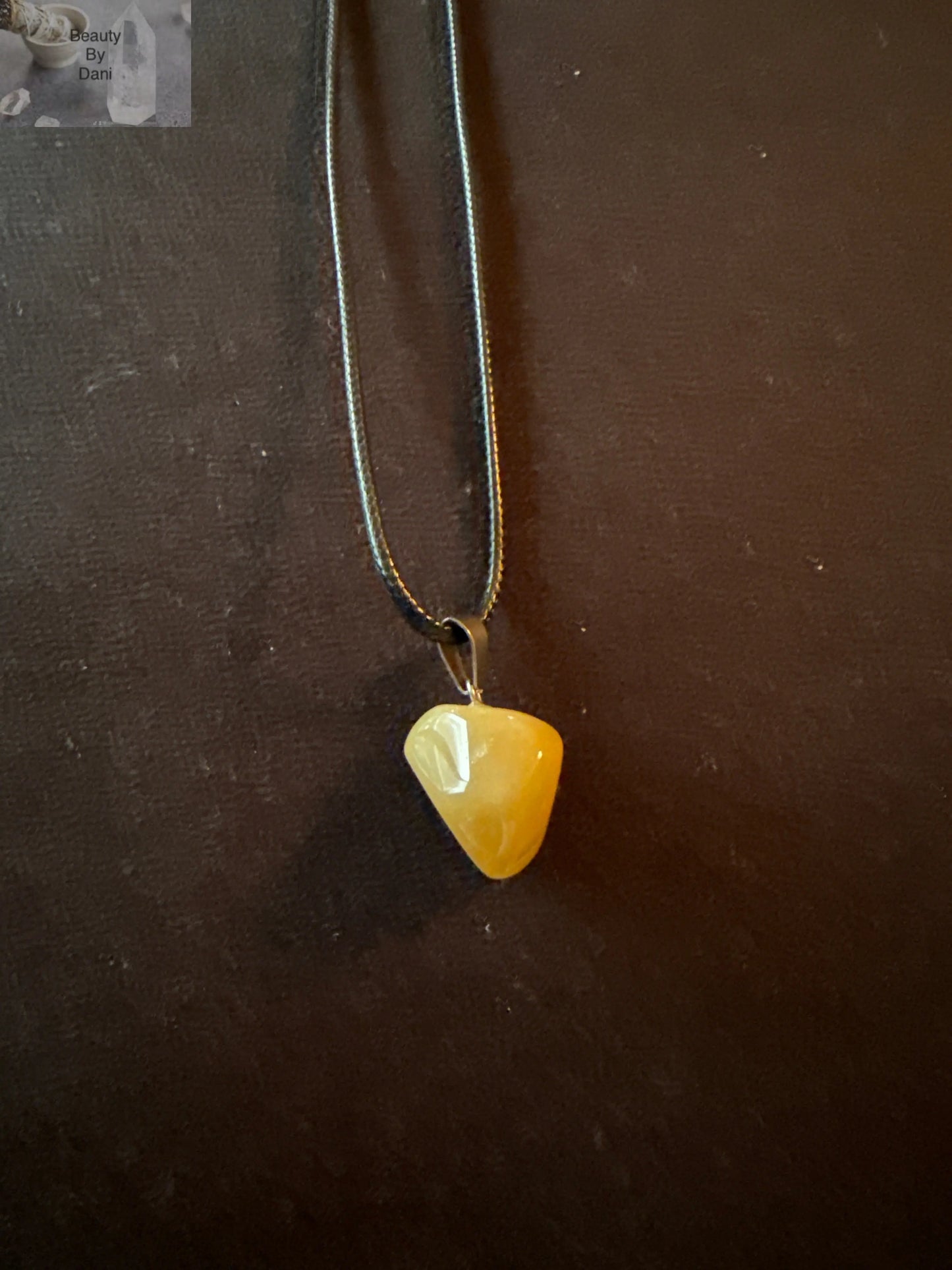 Natural Calcite Necklace - 18 Inch Leather Cord Beauty by Dani