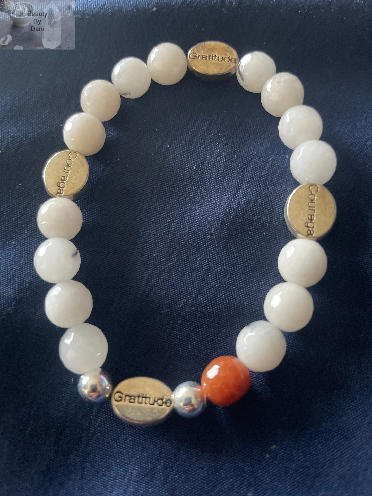 Agate Gratitude Bracelet - 8mm Beads with Stainless Steel Spacer Beauty by Dani