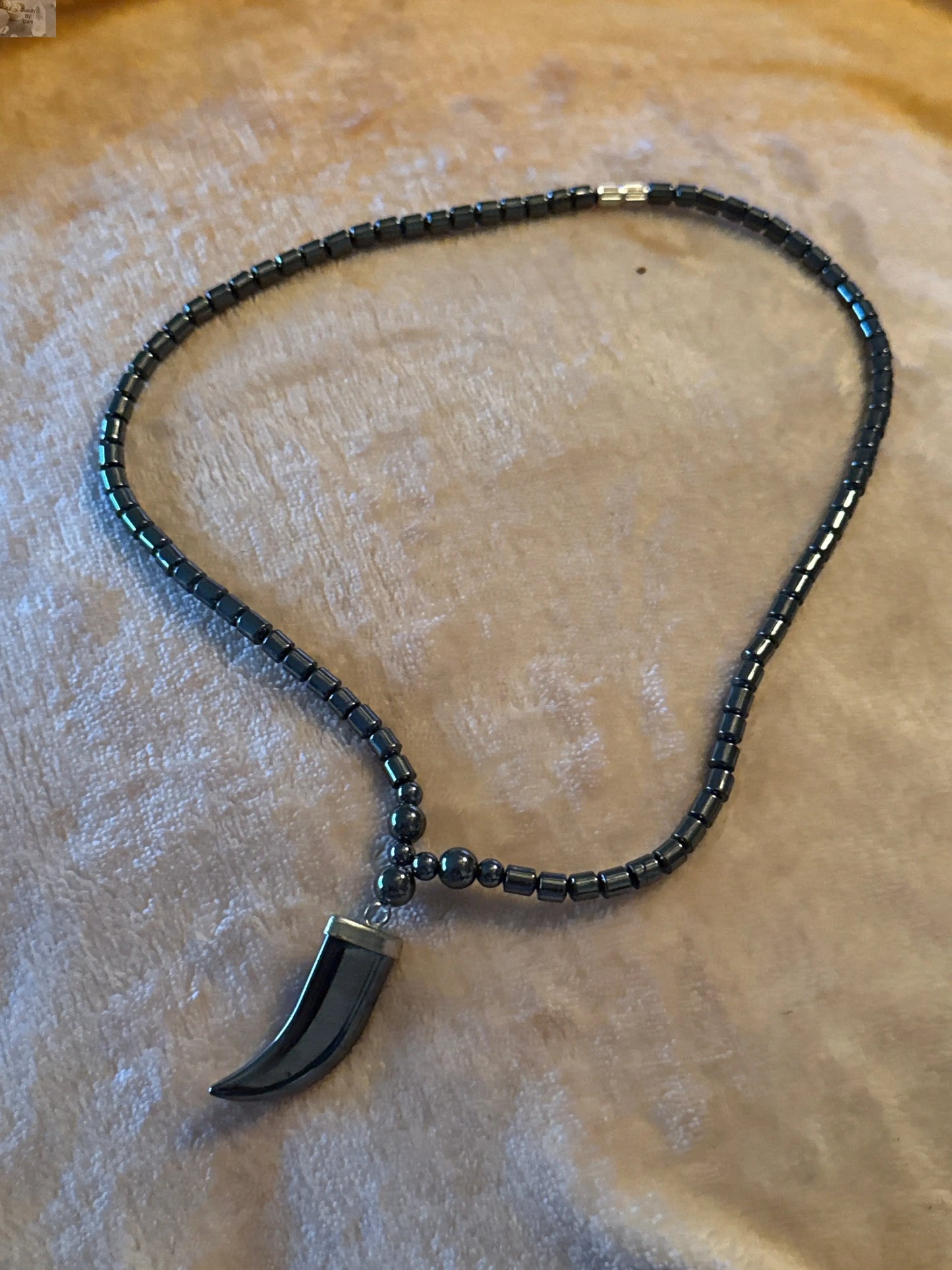 Hematite Horn Necklace - Grounding & Protective Jewelry Beauty by Dani Gems and More