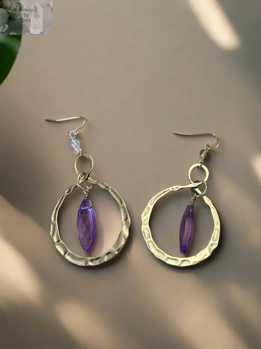 Purple Accent Stainless Steel Earrings Beauty by Dani