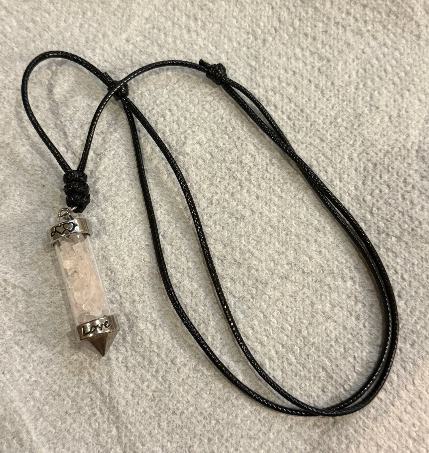 Rose Quartz Vial Necklace - Elegant and Meaningful Jewelry Beauty by Dani