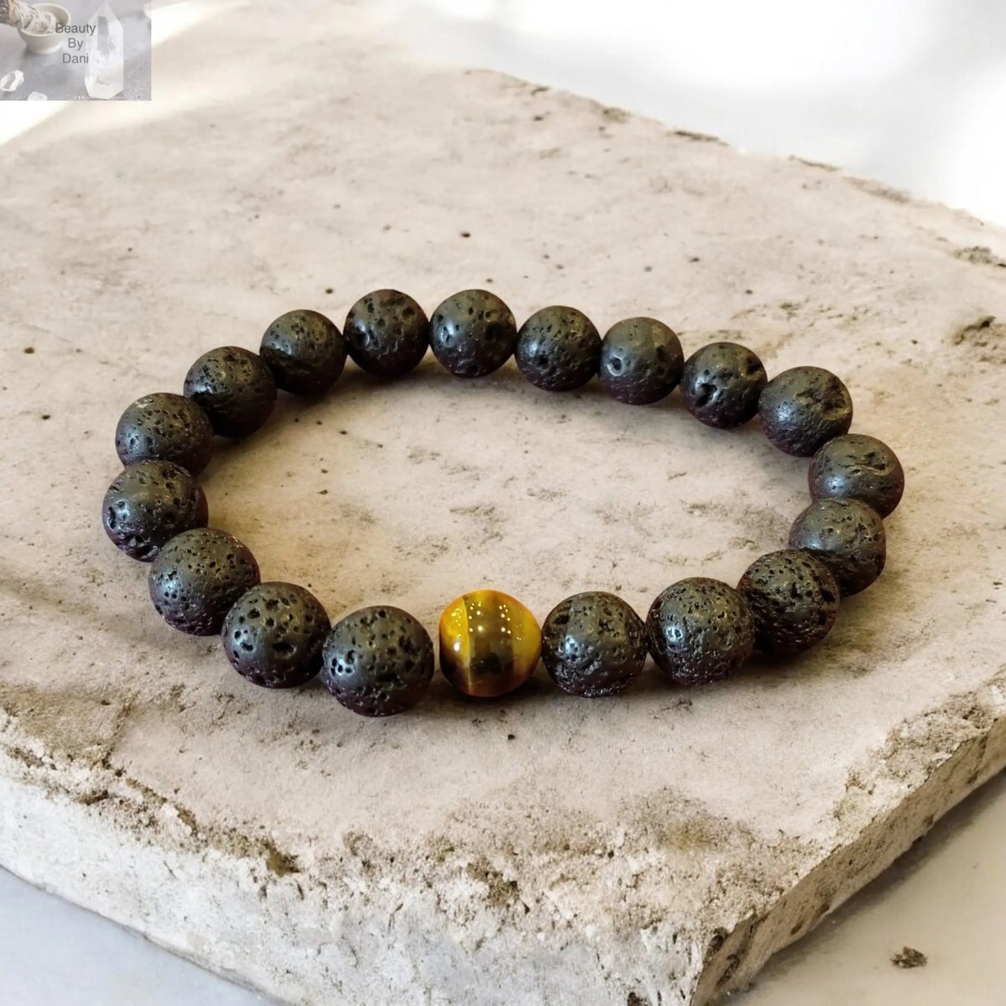 Lava and Gemstone Bead Bracelet includes (2) 1 ml oil bottle (lavender and eucalyptus) Beauty by Dani