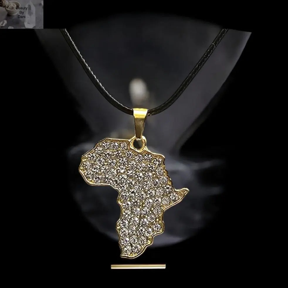 Rhinestone Africa Necklace - Gold Tone Pendant Beauty by Dani