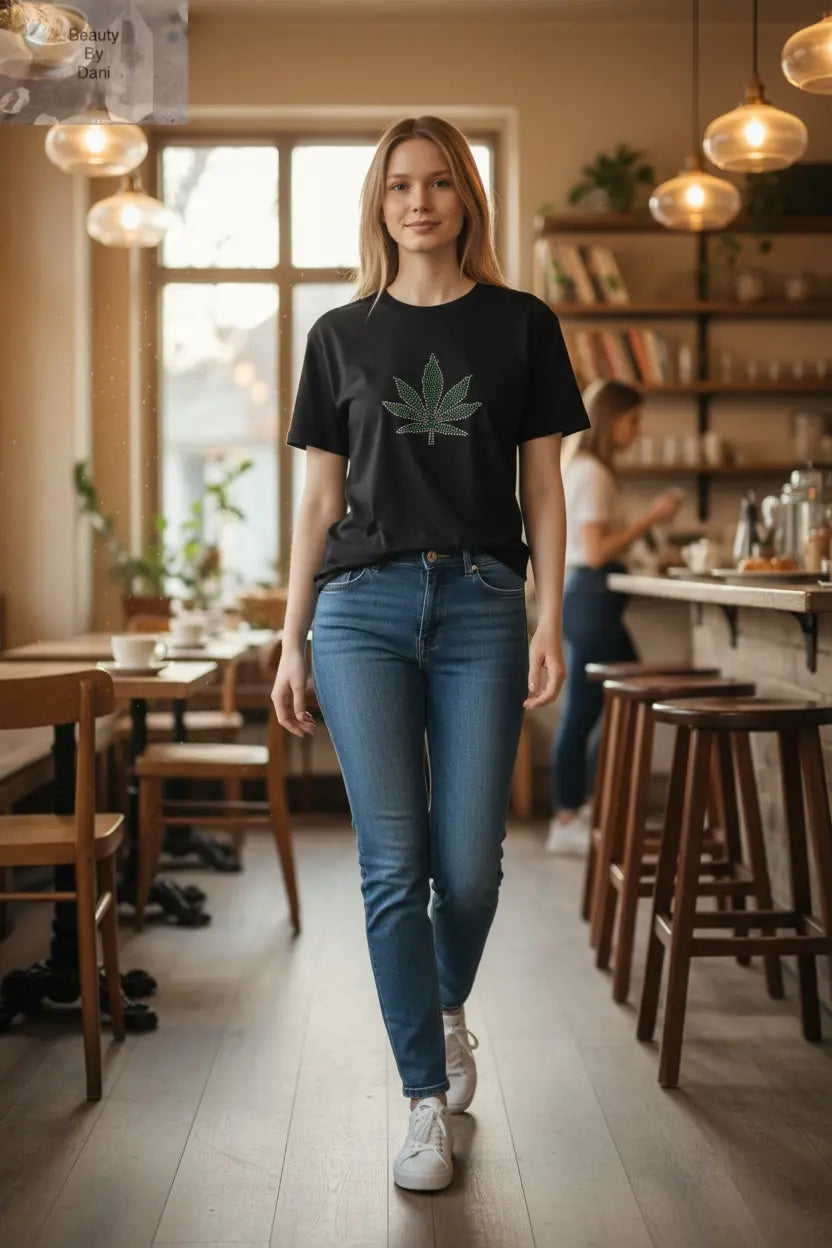 Rhinestone Leaf T-Shirt (4/20)