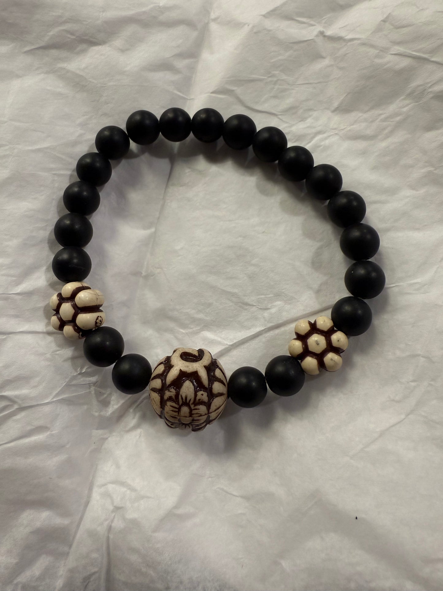 Blackstone Healing Bracelet with Wood Accents