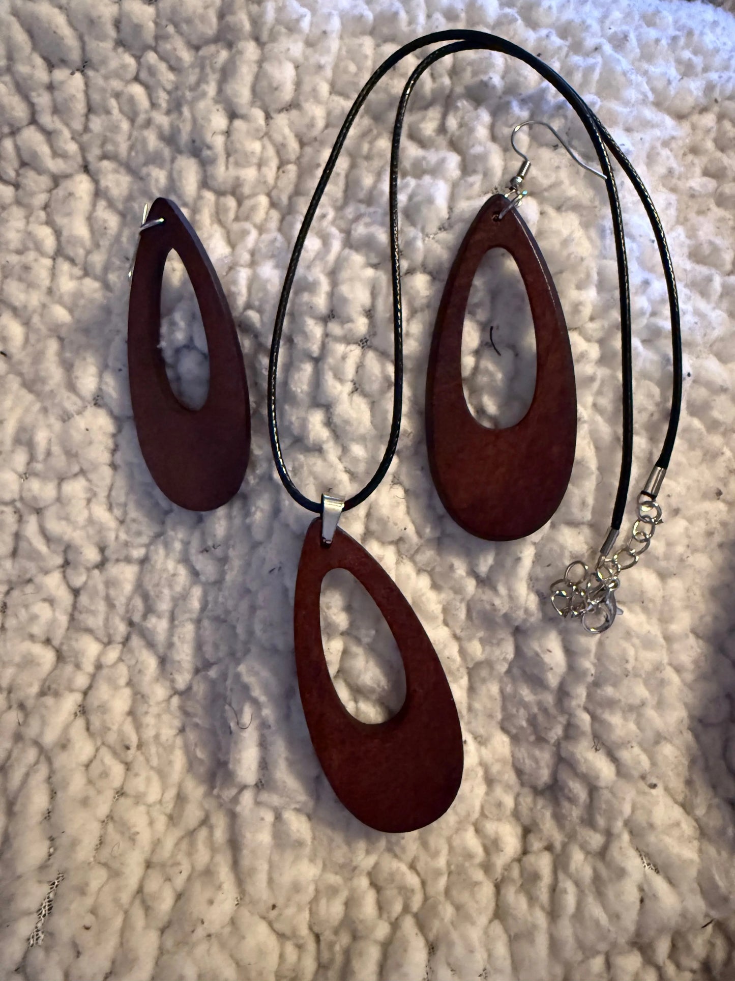 Handcrafted Wood Earrings & Pendant Necklace Set Beauty by Dani