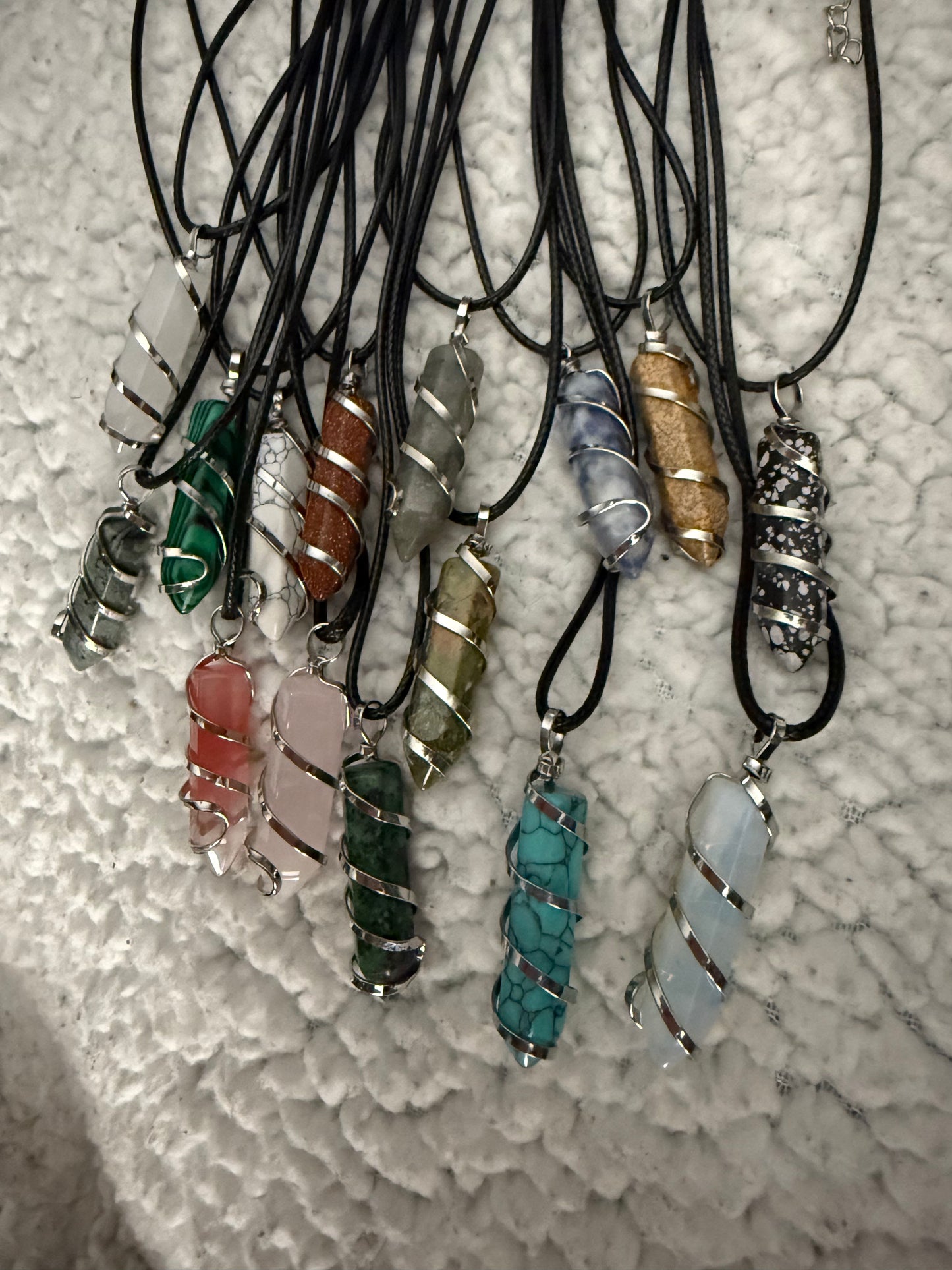 Spiral Caged Gems Necklace