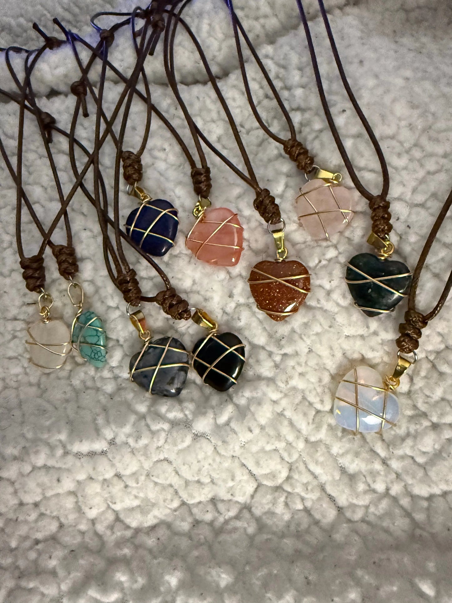 Gold tone Wire Wrapped Heart Gem Necklace Beauty by Dani