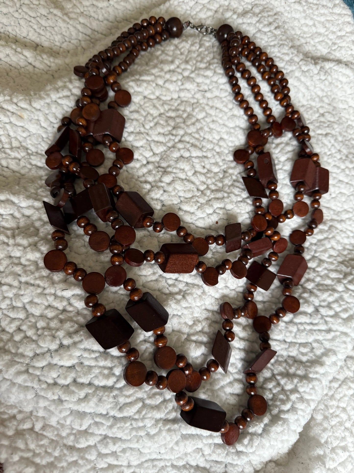 Multilayered Brown Wood Bead Necklace Beauty by Dani