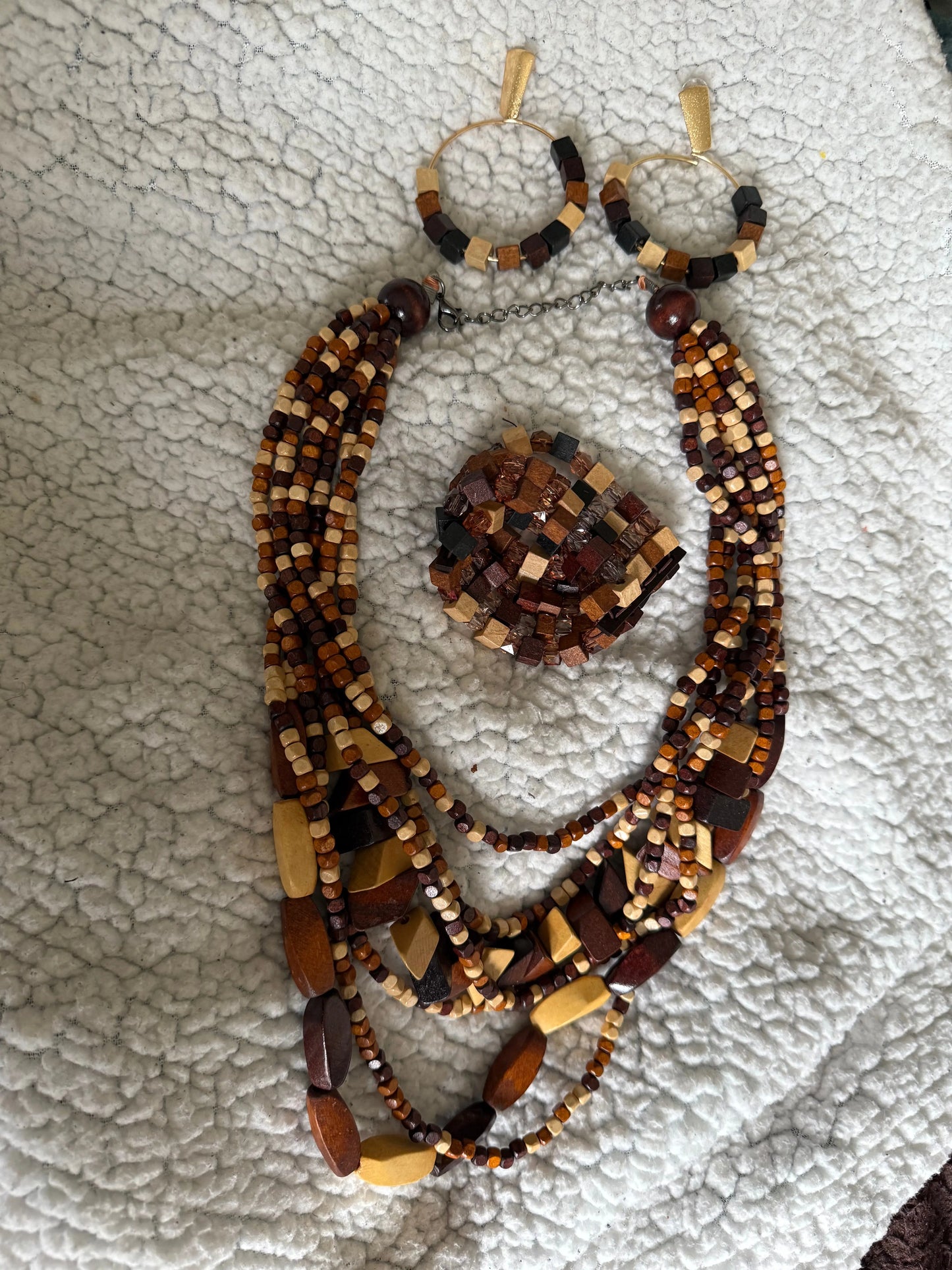 Exquisite Wood Jewelry Set - Necklace, Earrings & Bracelet Beauty by Dani