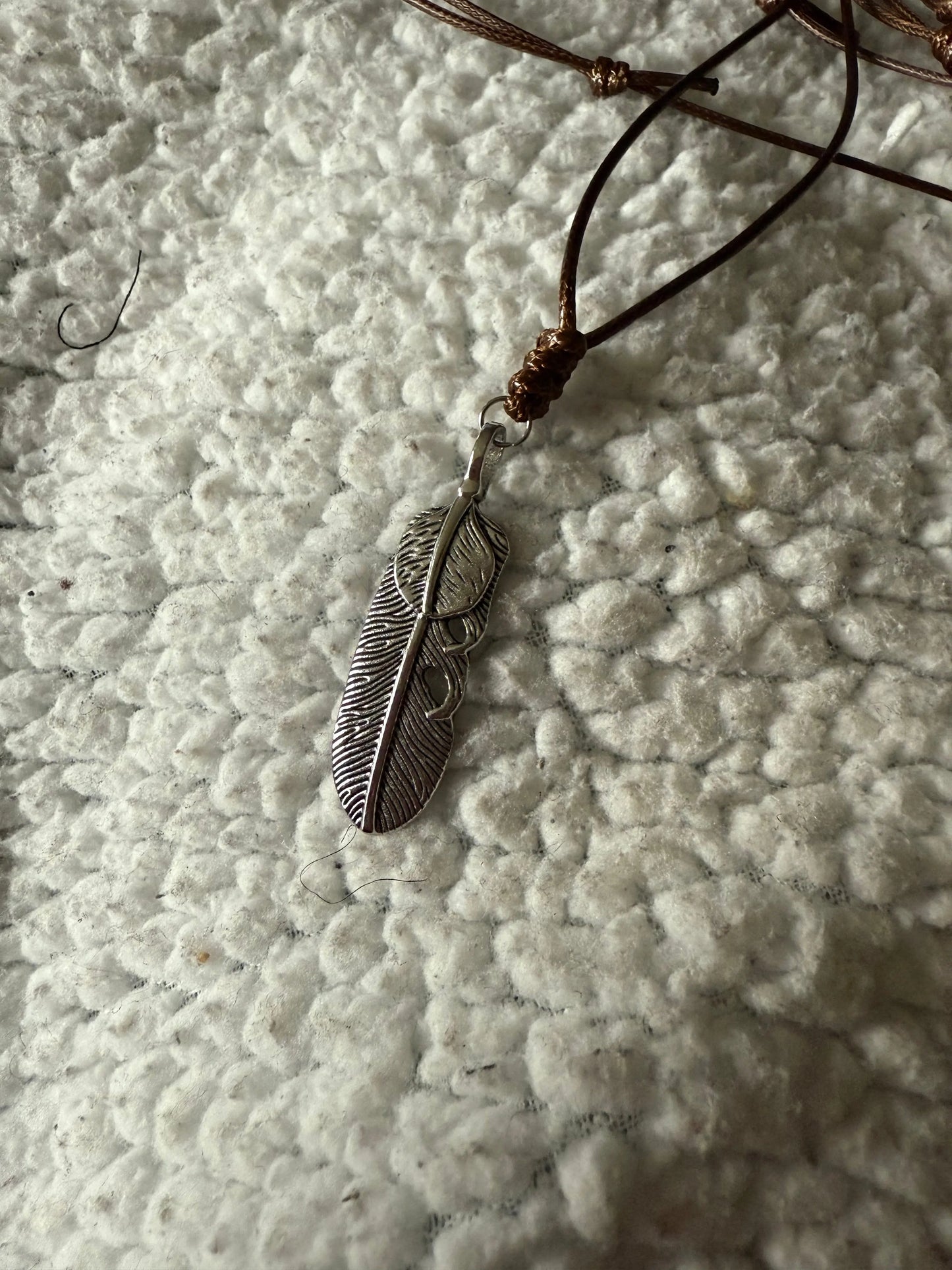 Adjustable Stainless Steel Feather Charm Necklace