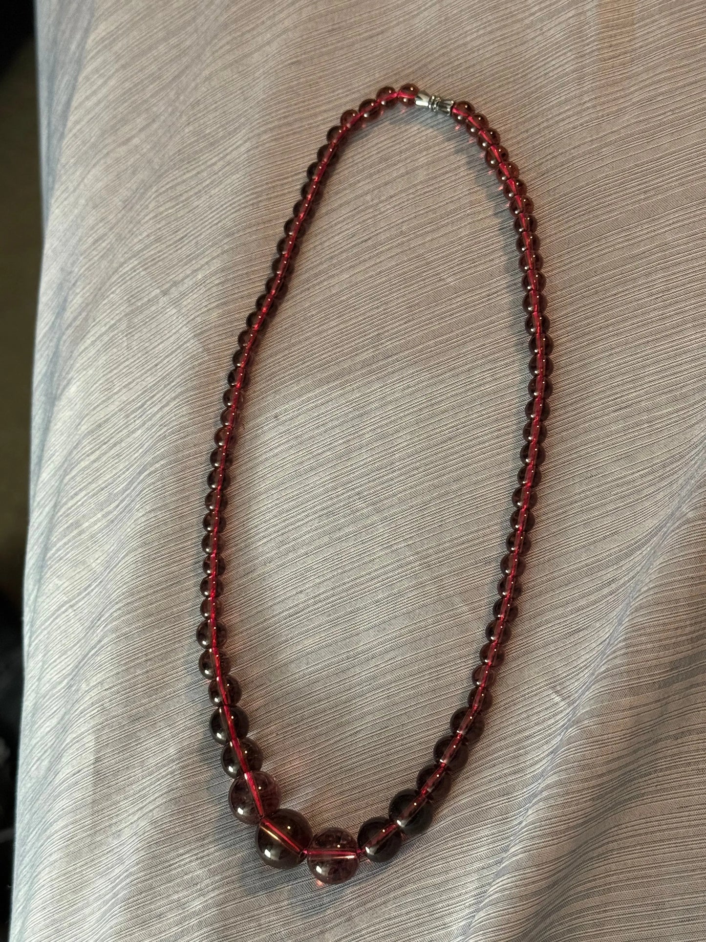 Garnet Beaded Necklace with Screw Clasp Beauty by Dani