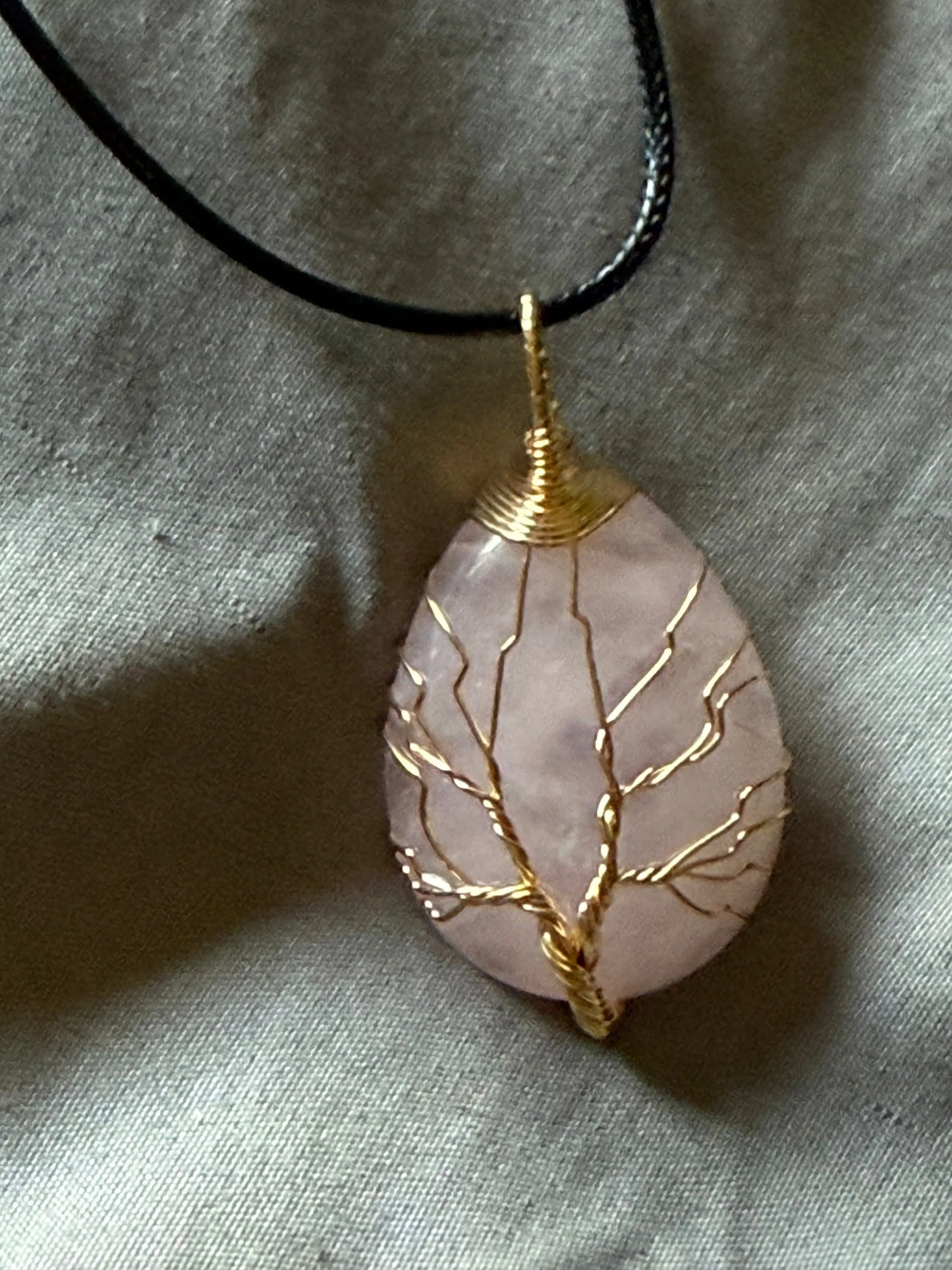Goldtone Wire Gemstone Tree of Life Necklace Beauty by Dani