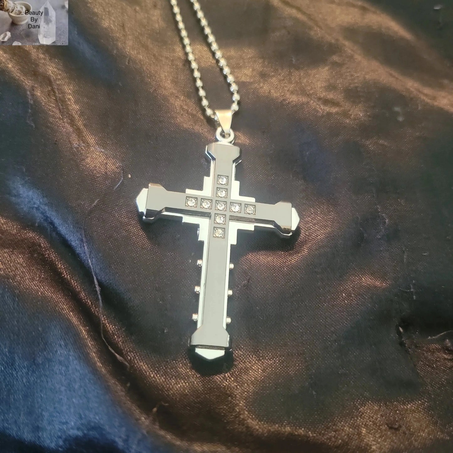 Stainless Steel Rhinestone Cross Necklace Beauty by Dani