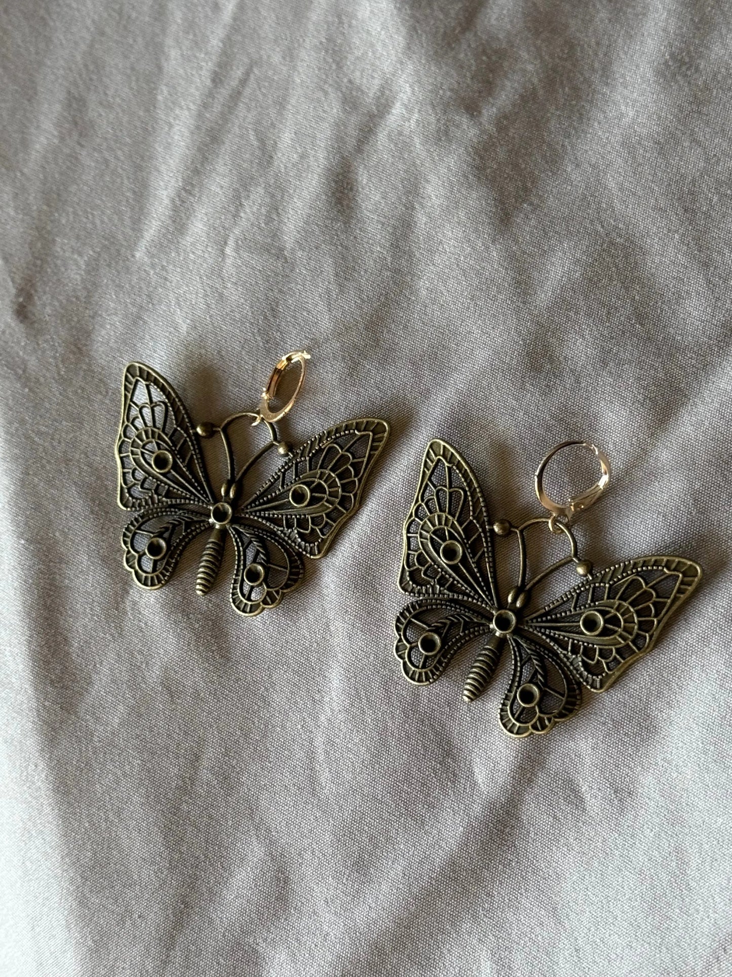 Butterfly Antique Gold Earrings Beauty by Dani