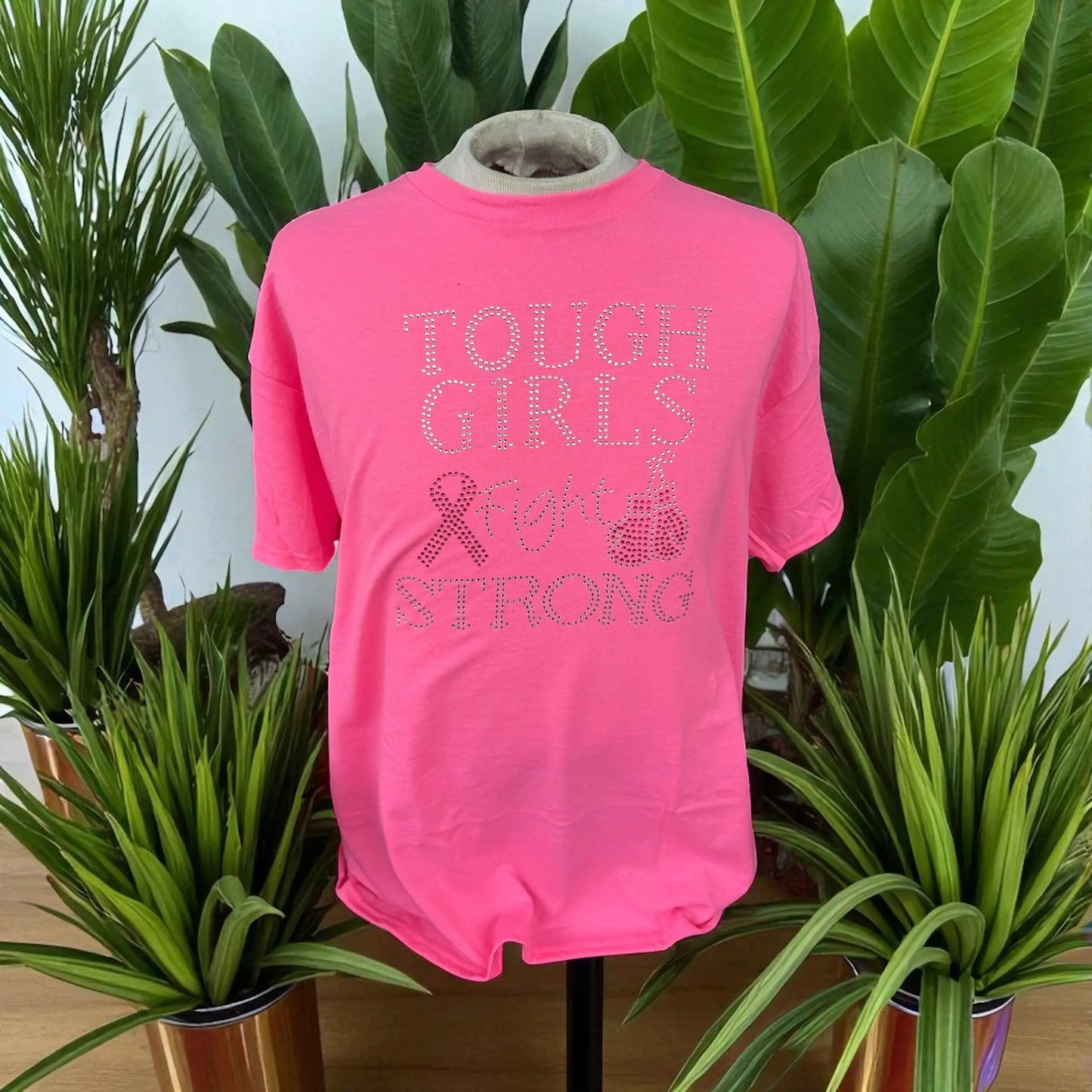 Tough Girls Cancer Ribbon Rhinestone T-Shirt Beauty by Dani