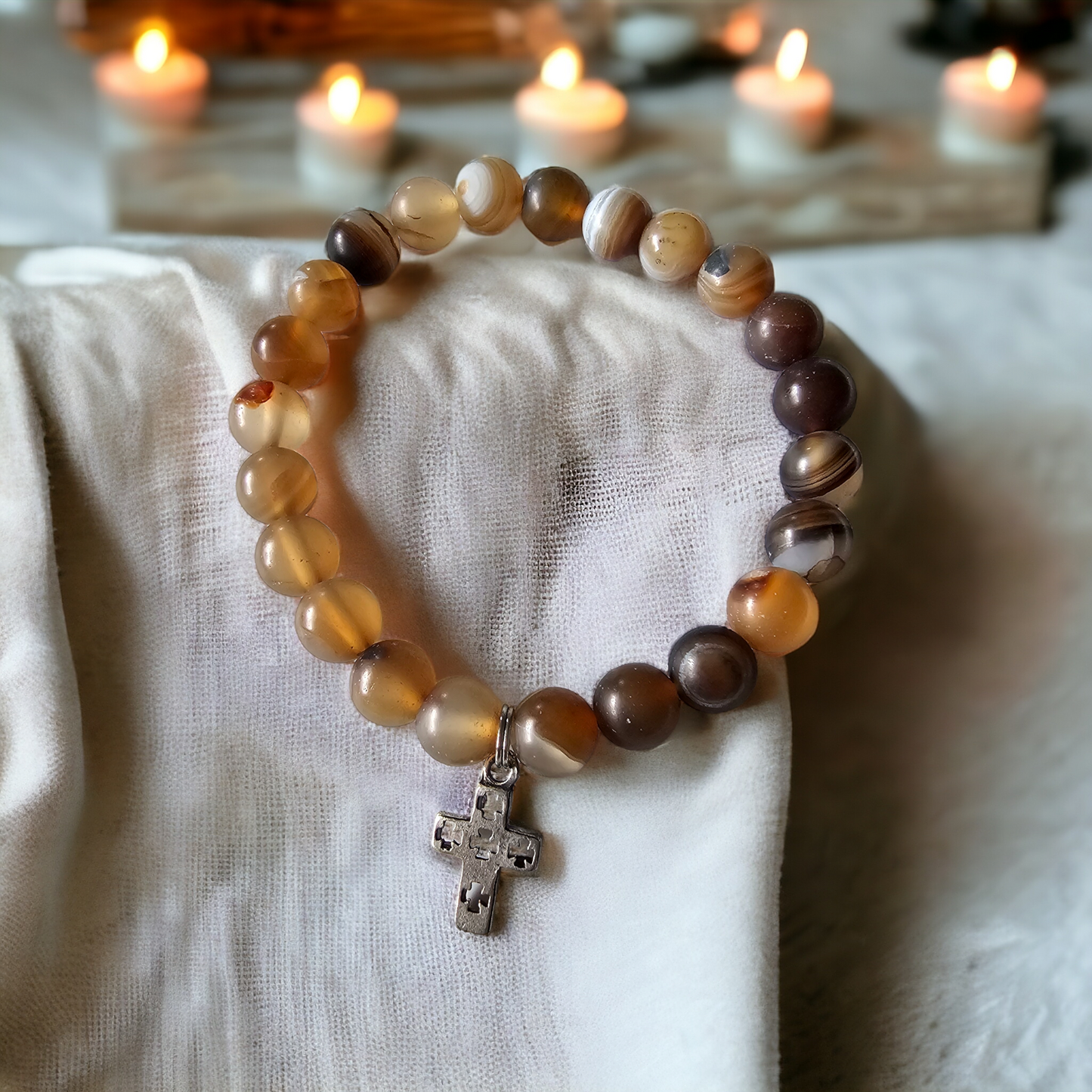 Agate Bracelet with Cross - Beauty by Dani