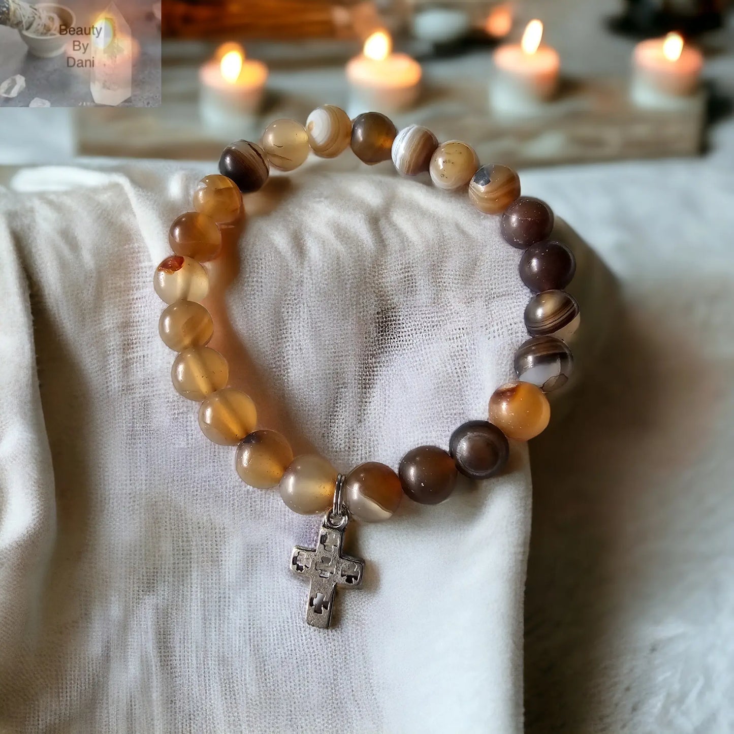 Agate Bracelet with Cross - Beauty by Dani