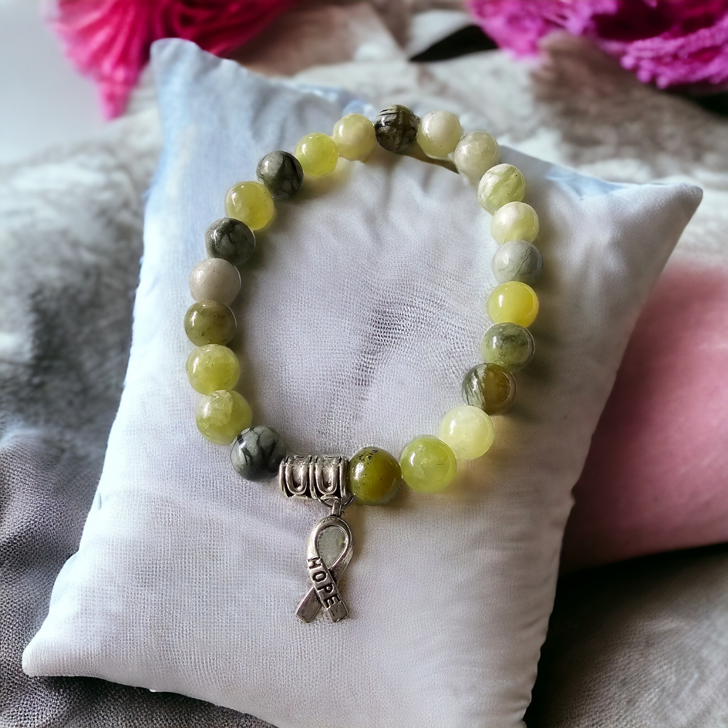 Green Jasper Bracelet with Hope Charm - Beauty by Dani