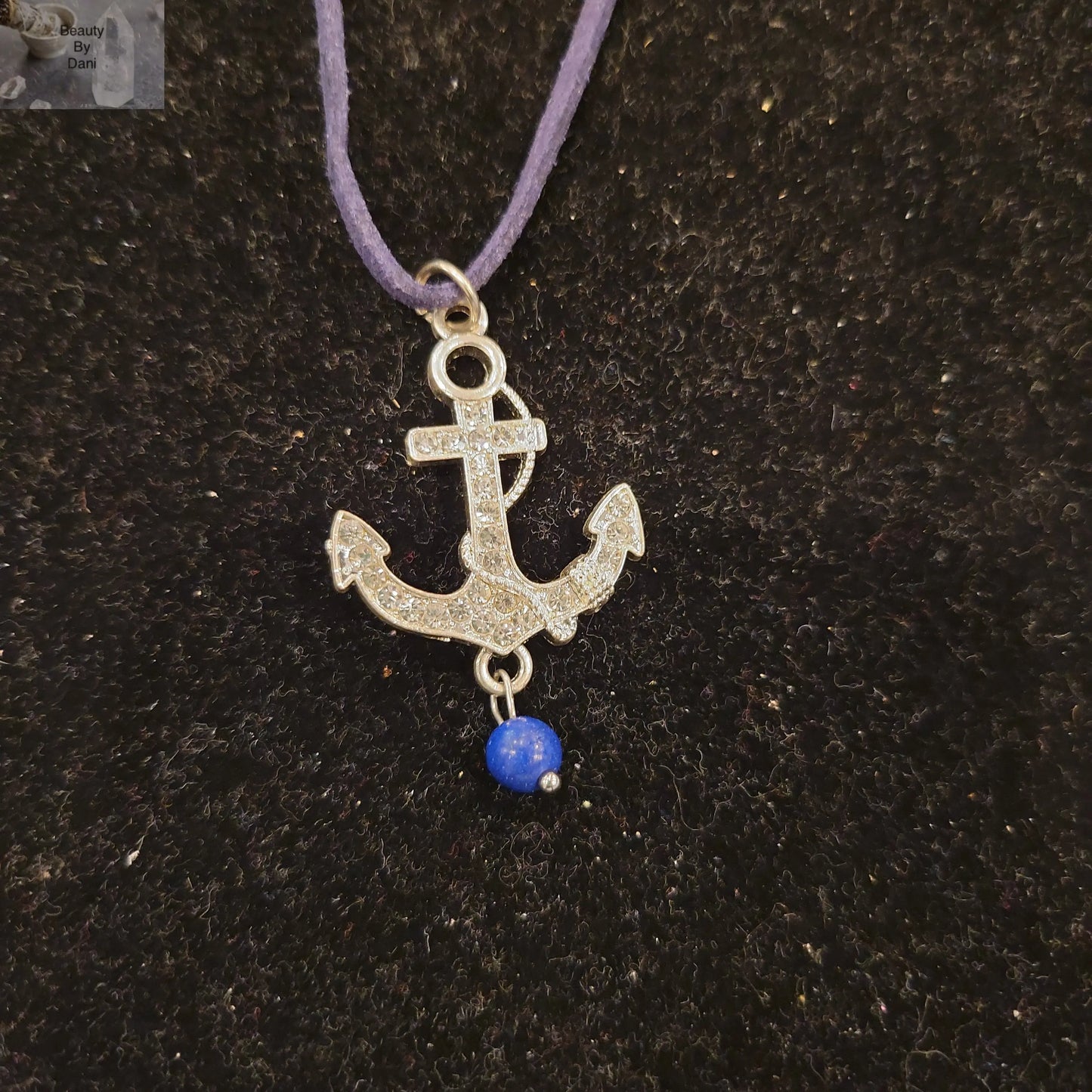 Rhinestone Anchor with Sodalite Necklace - Beauty by Dani