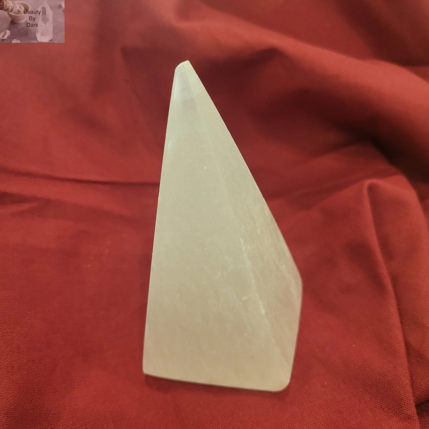 Medium Selenite (Satin Spar) Pyramid - Beauty by Dani