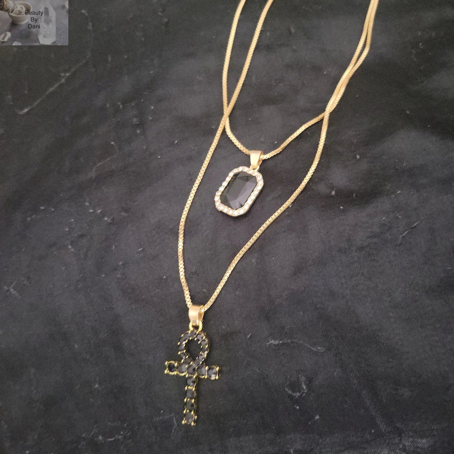 Ankh Necklace (double, goldtone) - Beauty by Dani