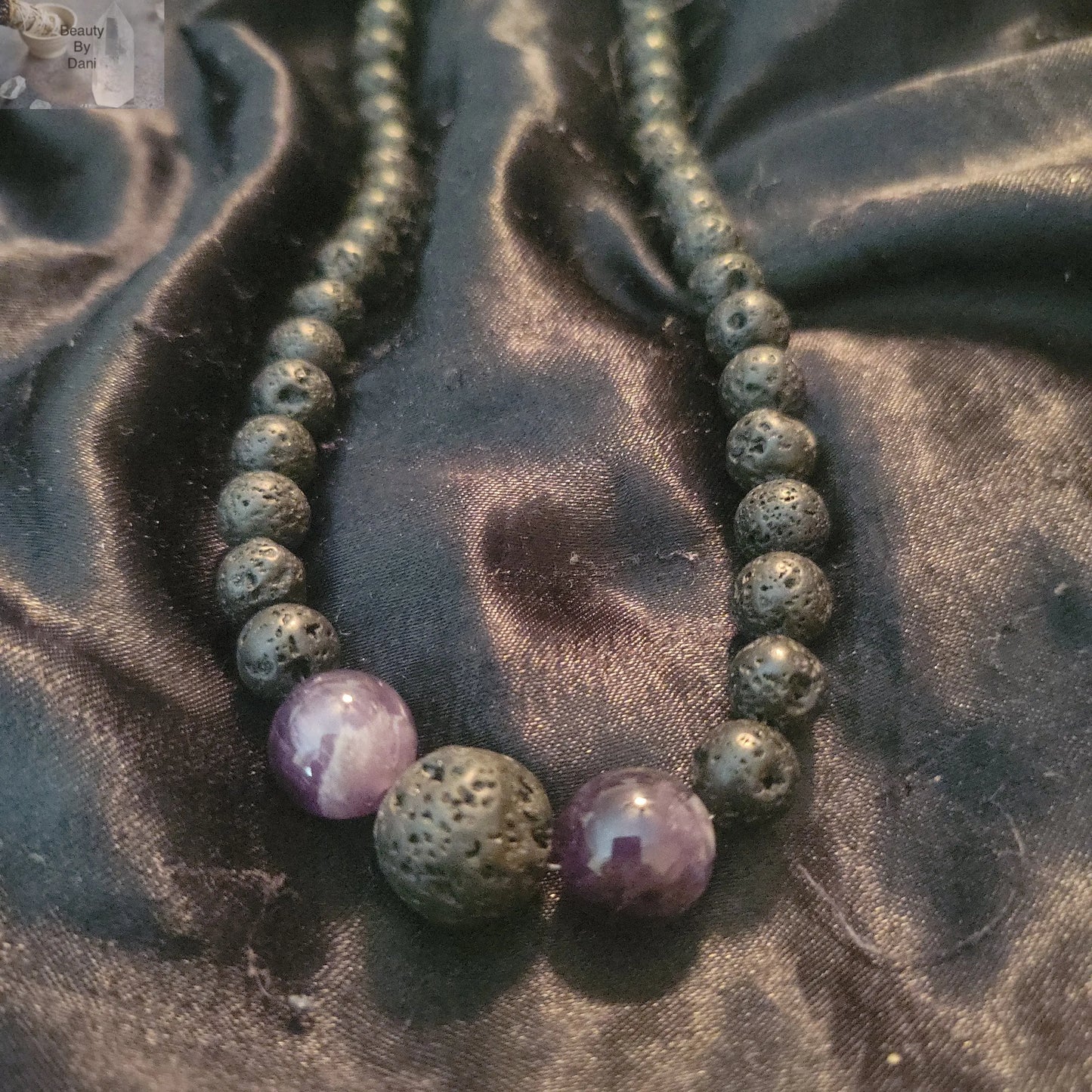 Lava and Amethyst Necklace - Beauty by Dani