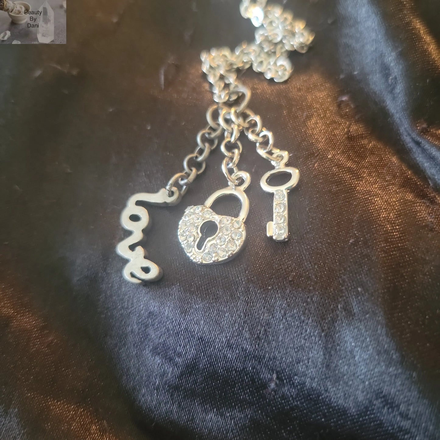Love Key Heart Rhinestone Necklace - Beauty by Dani