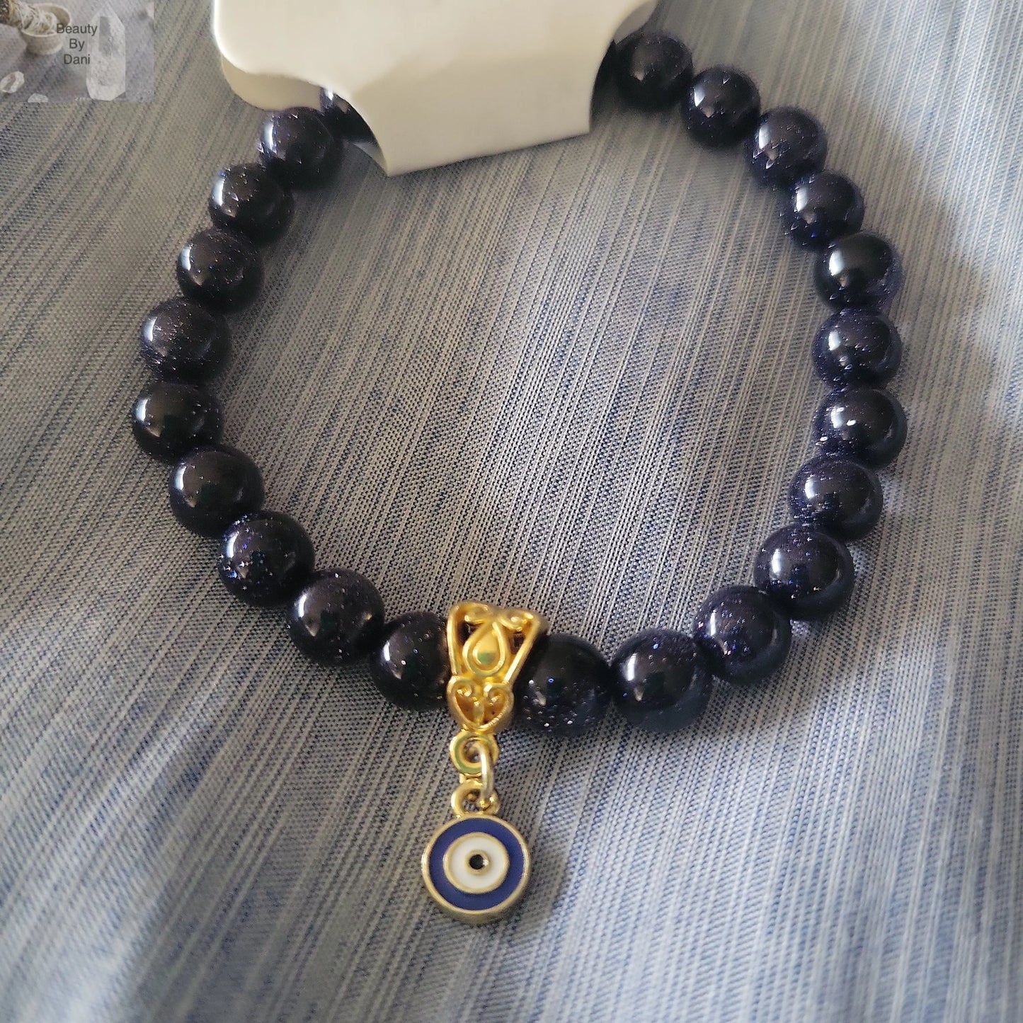 Goldstone with evil eye Bracelet - Beauty by Dani